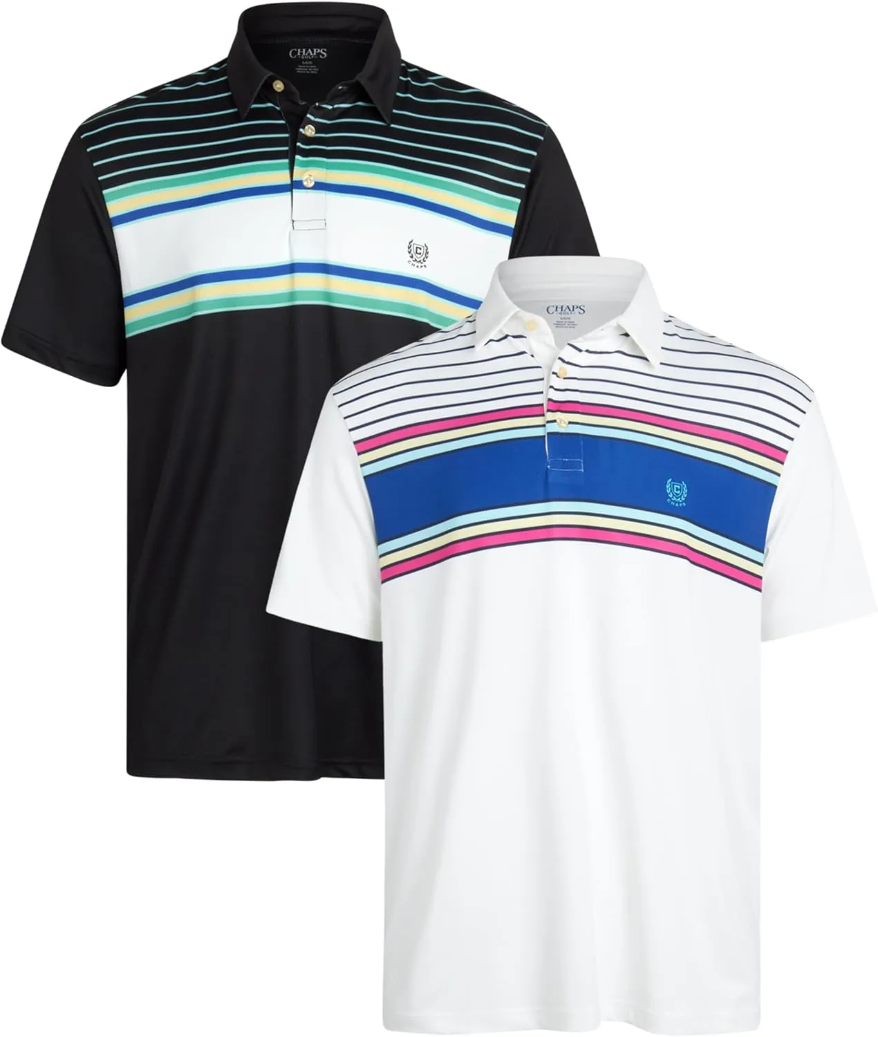 Chaps Men's Polo Shirt - 2 Pack Dry Fit Performance Short Sleeve Golf Polo Shirt for Men (S-2XL)