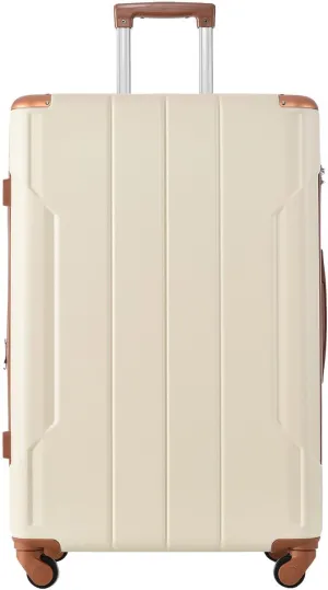 Checked Luggage Suitcases with Wheels Hard Shell Suitcase TSA Lock Lightweight Hard Shell Suitcase (brown white, 24-inch)