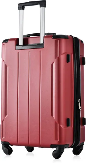 Checked Luggage Suitcases with Wheels Hard Shell Suitcase TSA Lock Lightweight Hard Shell Suitcase (red, 24-inch)