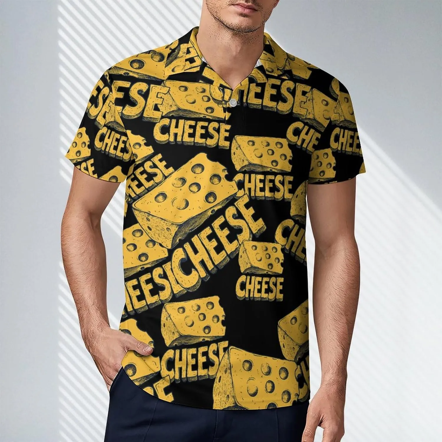 Cheese Men's Polo-Shirt Regular-Fit Short Sleeve Sports Quick Dry Golf Tennis T-Shirt