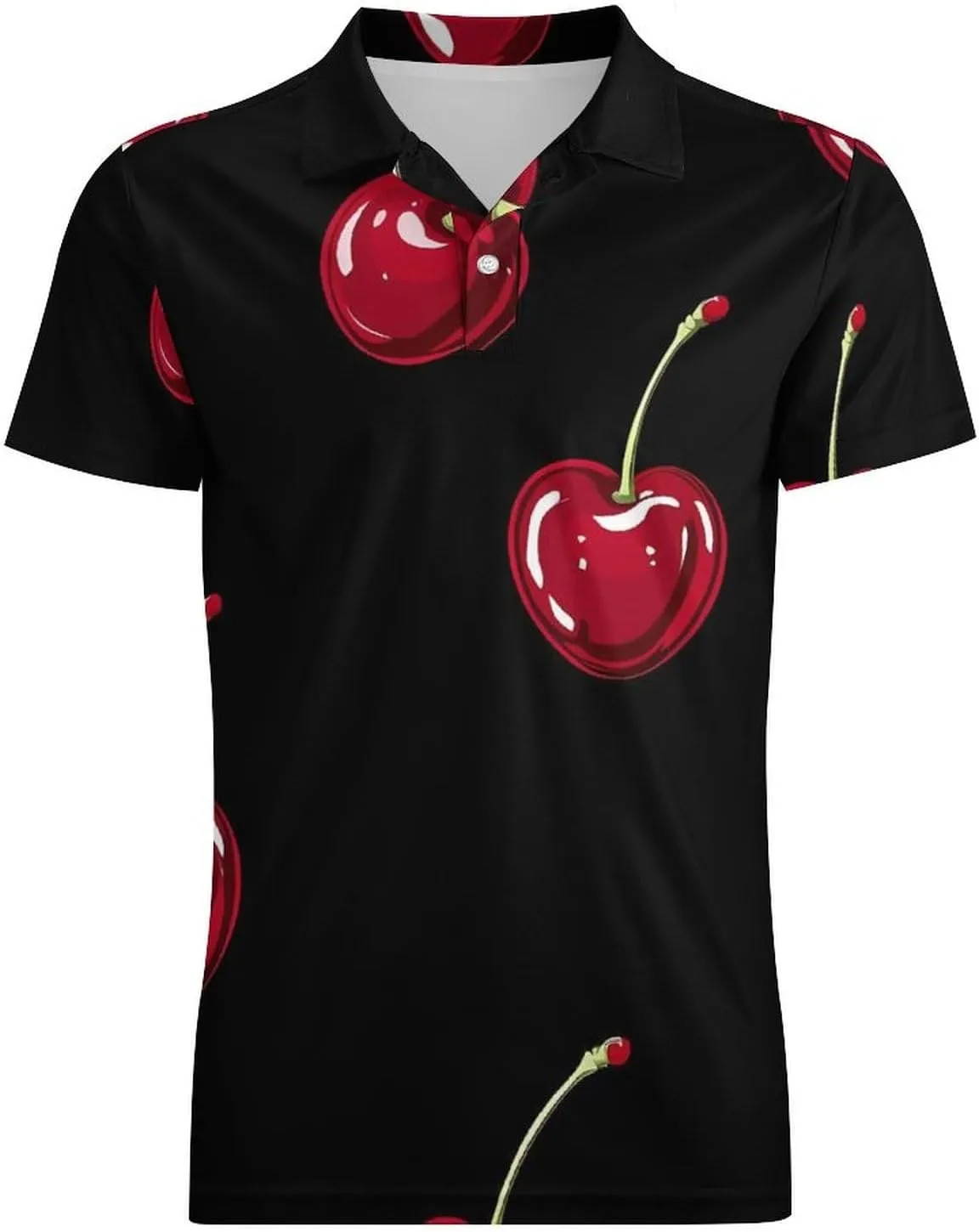 Cherry Pattern Men's Polo-Shirt Regular-Fit Short Sleeve Sports Quick Dry Golf Tennis T-Shirt