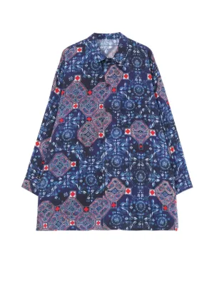 CHINOISERIE-C PRINTED OPEN COLLAR SHIRT