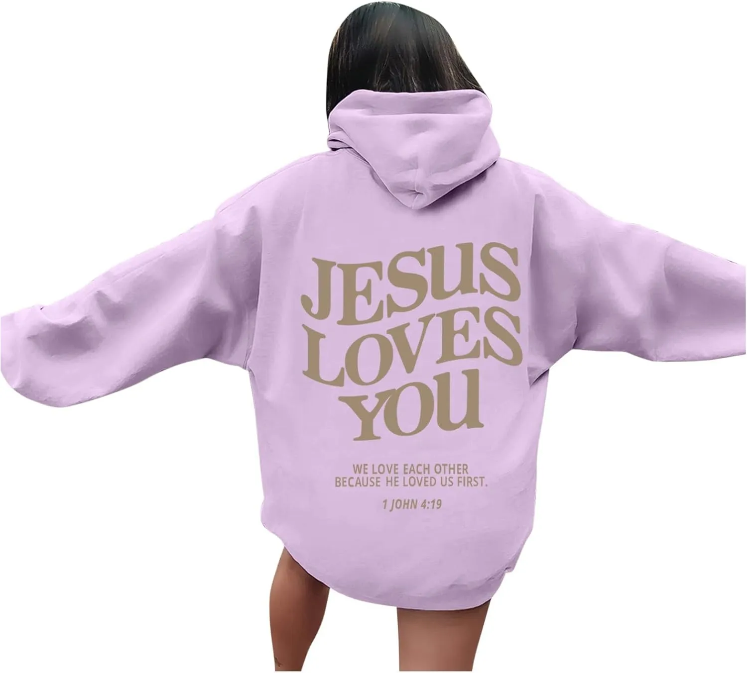 Christian Sweatshirt Women Jesus Loves You Hoodie Oversized Jesus Faith Pullover Inspirational Long Sleeve Tops