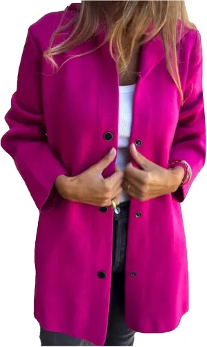Coat for Women Casual Lapel Single Breasted Jacket Trench Coat Long Sleeve Hooded Cardigan Sweater Fall Outfits Pocket