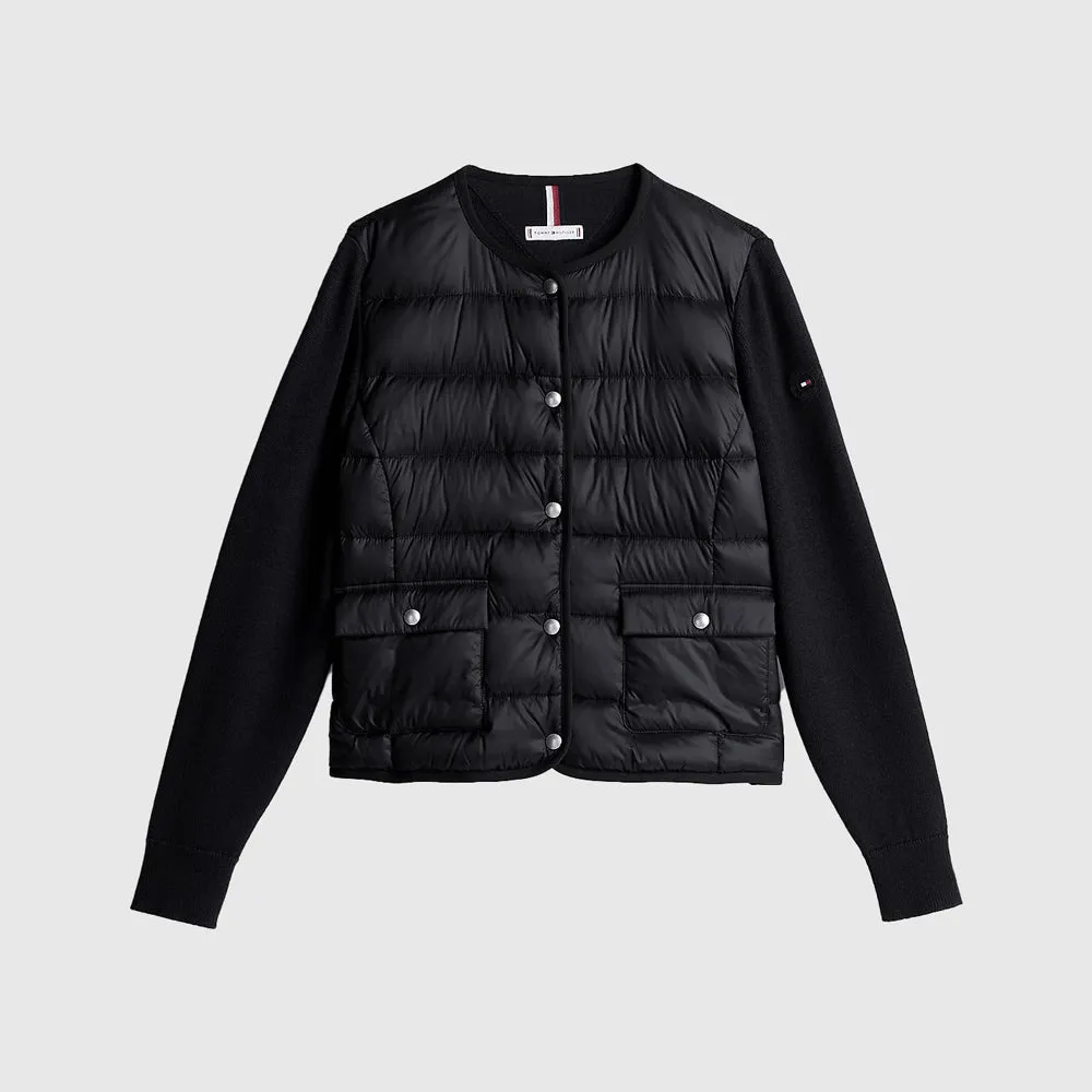 Contrast Quilted Jacket - Black