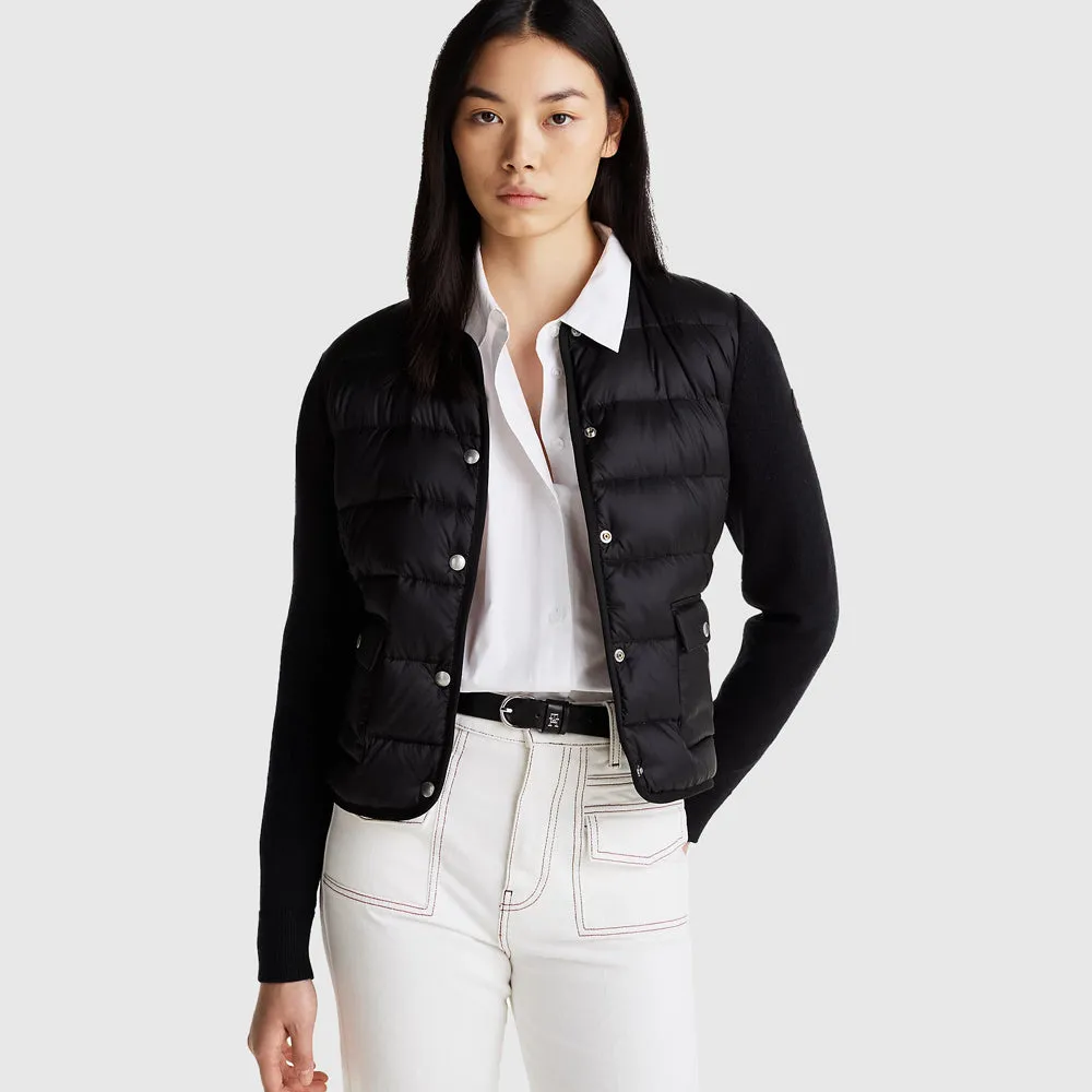 Contrast Quilted Jacket - Black