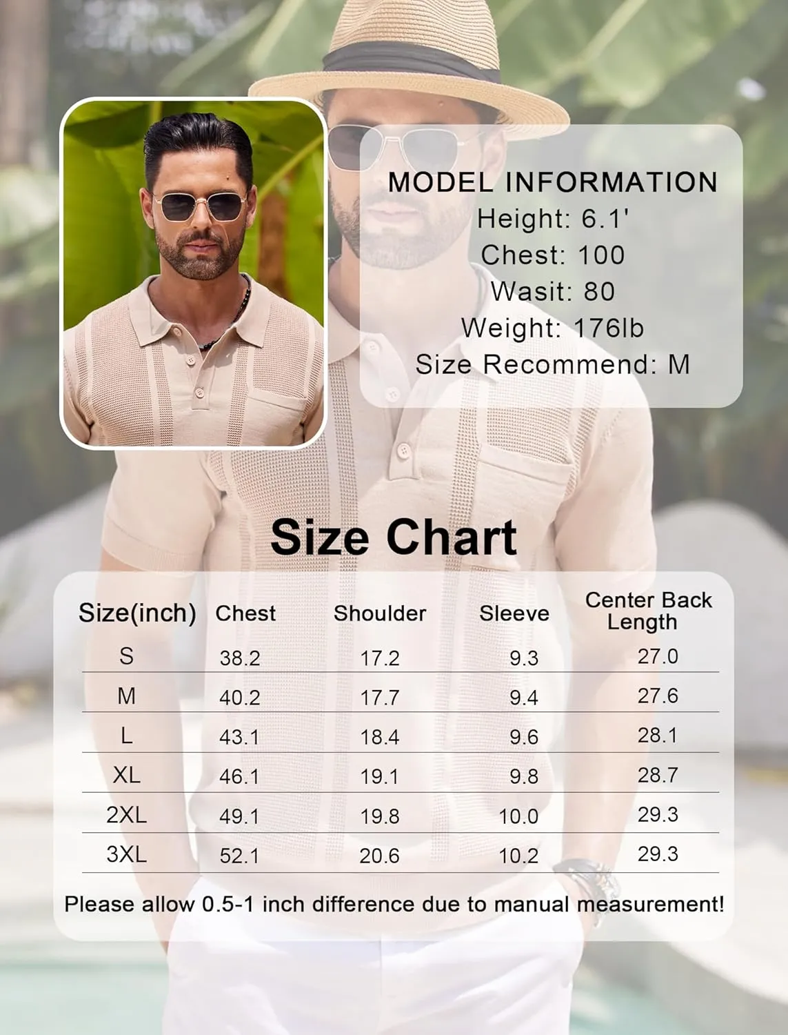 COOFANDY Knit Polo Shirts for Men Short Sleeve Textured Polo Shirt Slim Fit Summer Collared T Shirt with Pocket