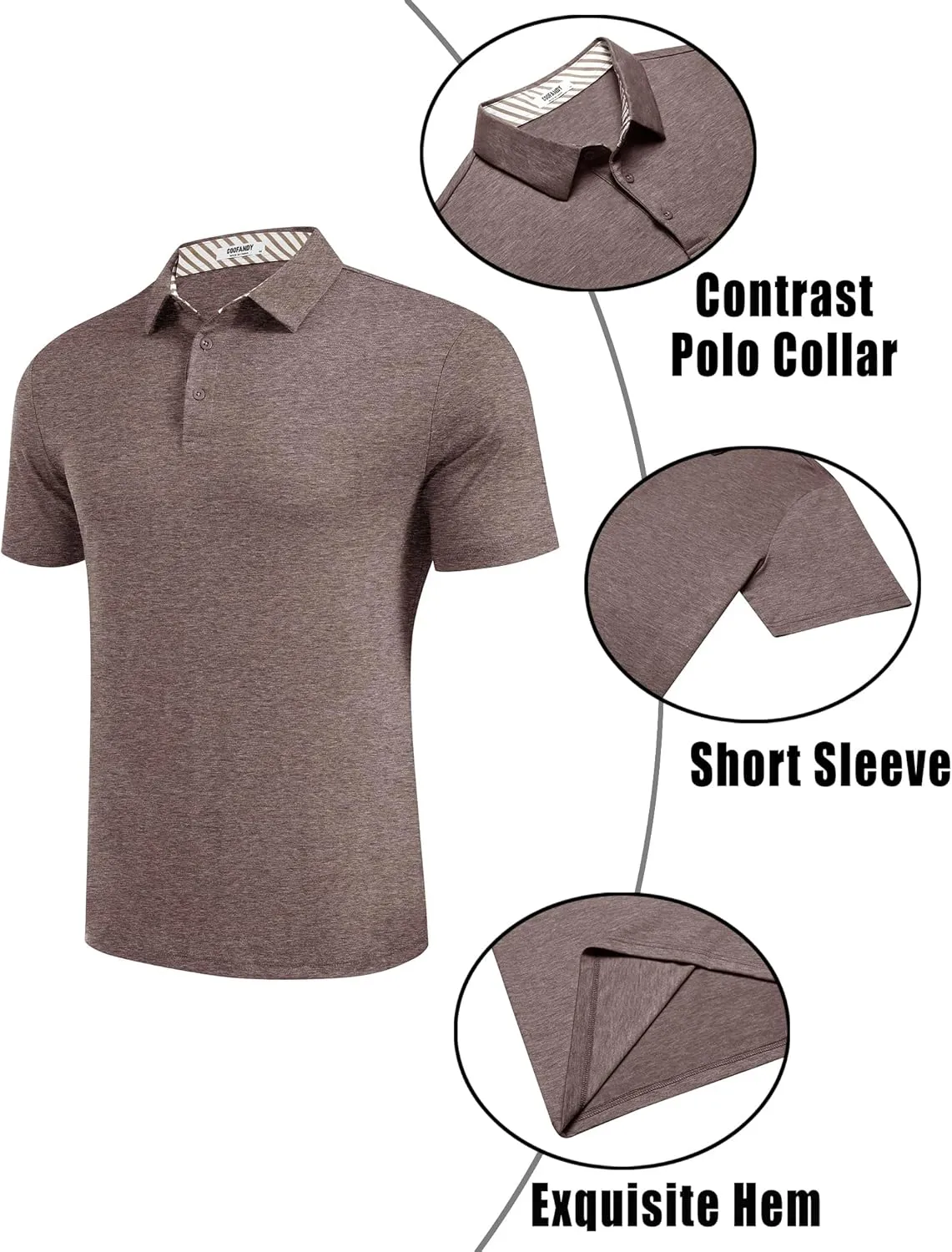 COOFANDY Men's Casual Polo Shirts Short Sleeve Classic Basic Tee Button Collar Shirt Summer Golf T-Shirt
