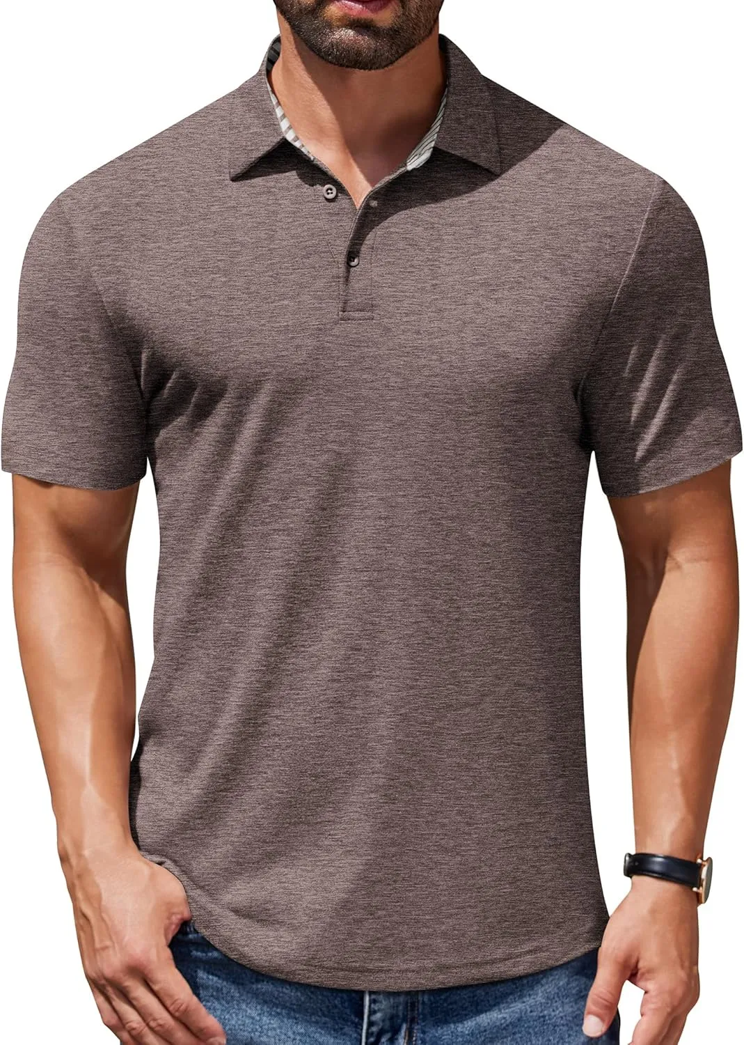 COOFANDY Men's Casual Polo Shirts Short Sleeve Classic Basic Tee Button Collar Shirt Summer Golf T-Shirt