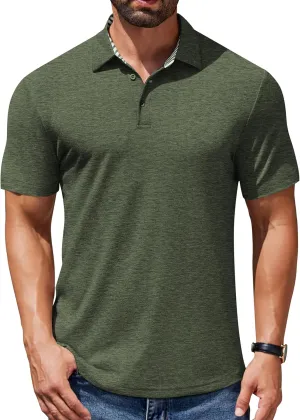 COOFANDY Men's Casual Polo Shirts Short Sleeve Classic Basic Tee Button Collar Shirt Summer Golf T-Shirt