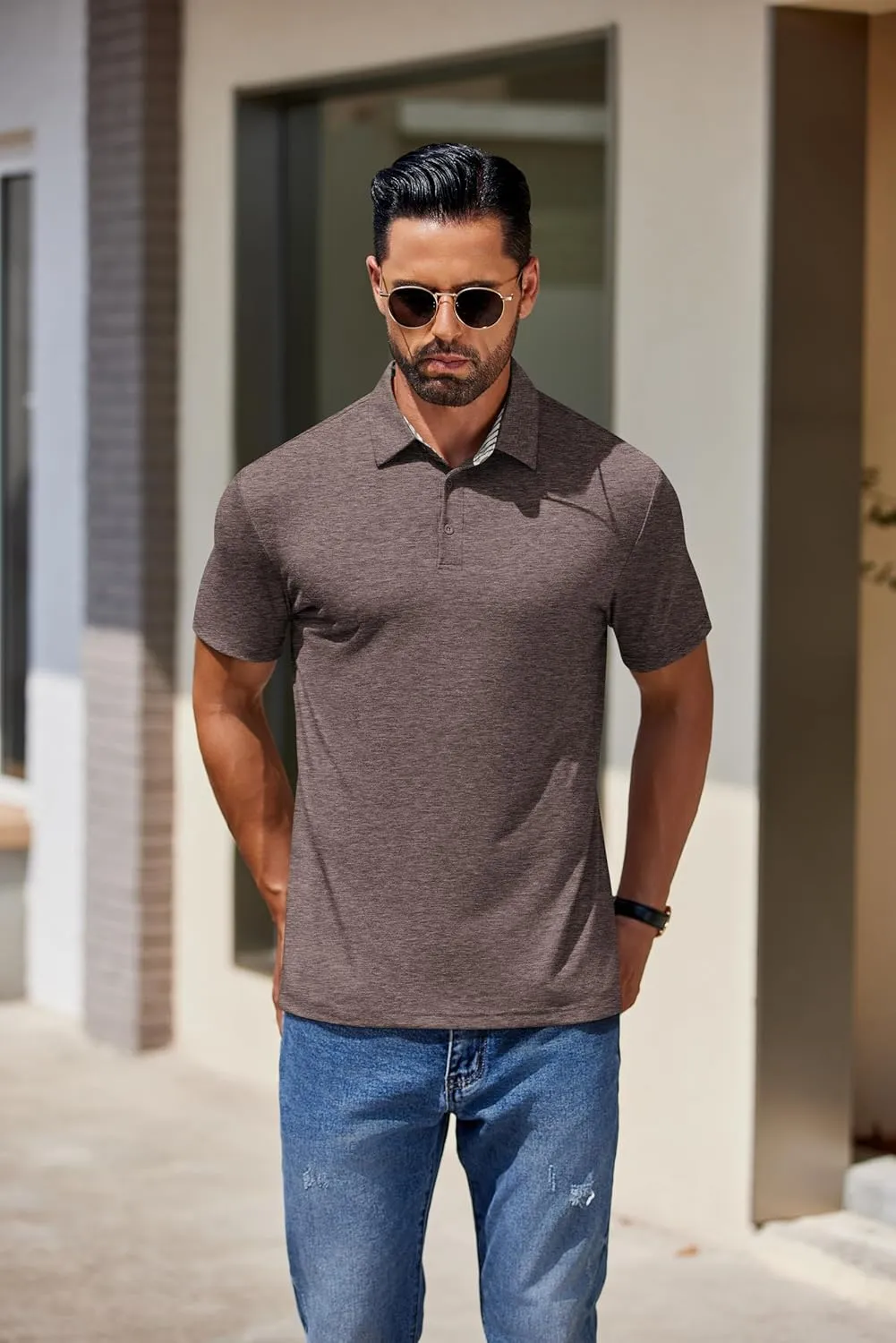 COOFANDY Men's Casual Polo Shirts Short Sleeve Classic Basic Tee Button Collar Shirt Summer Golf T-Shirt