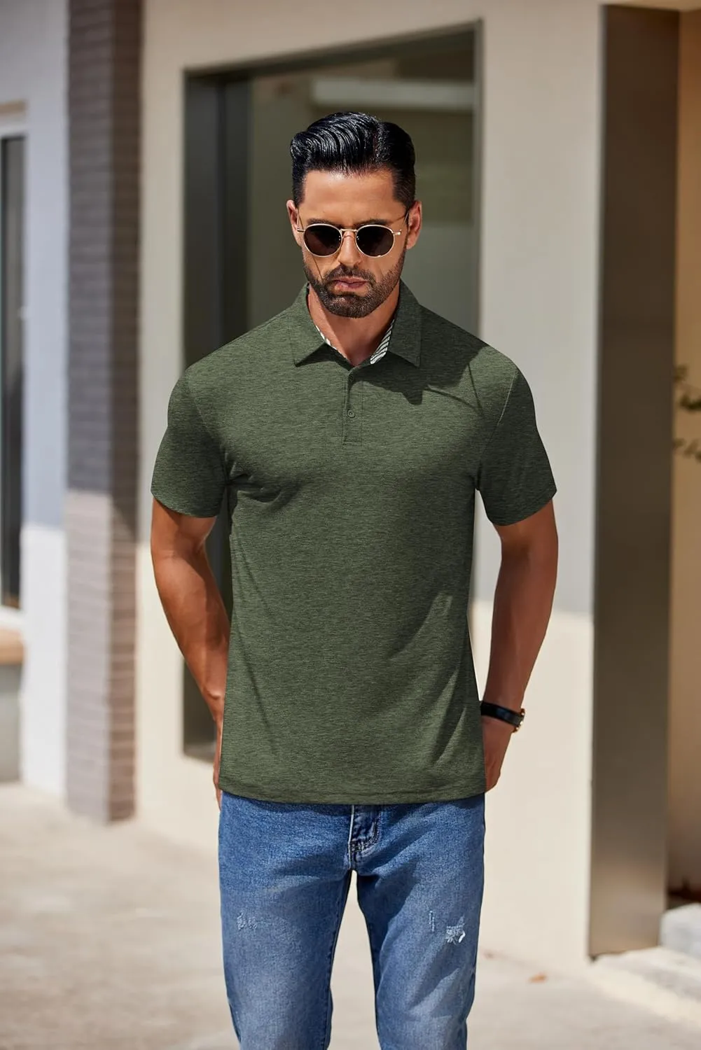 COOFANDY Men's Casual Polo Shirts Short Sleeve Classic Basic Tee Button Collar Shirt Summer Golf T-Shirt