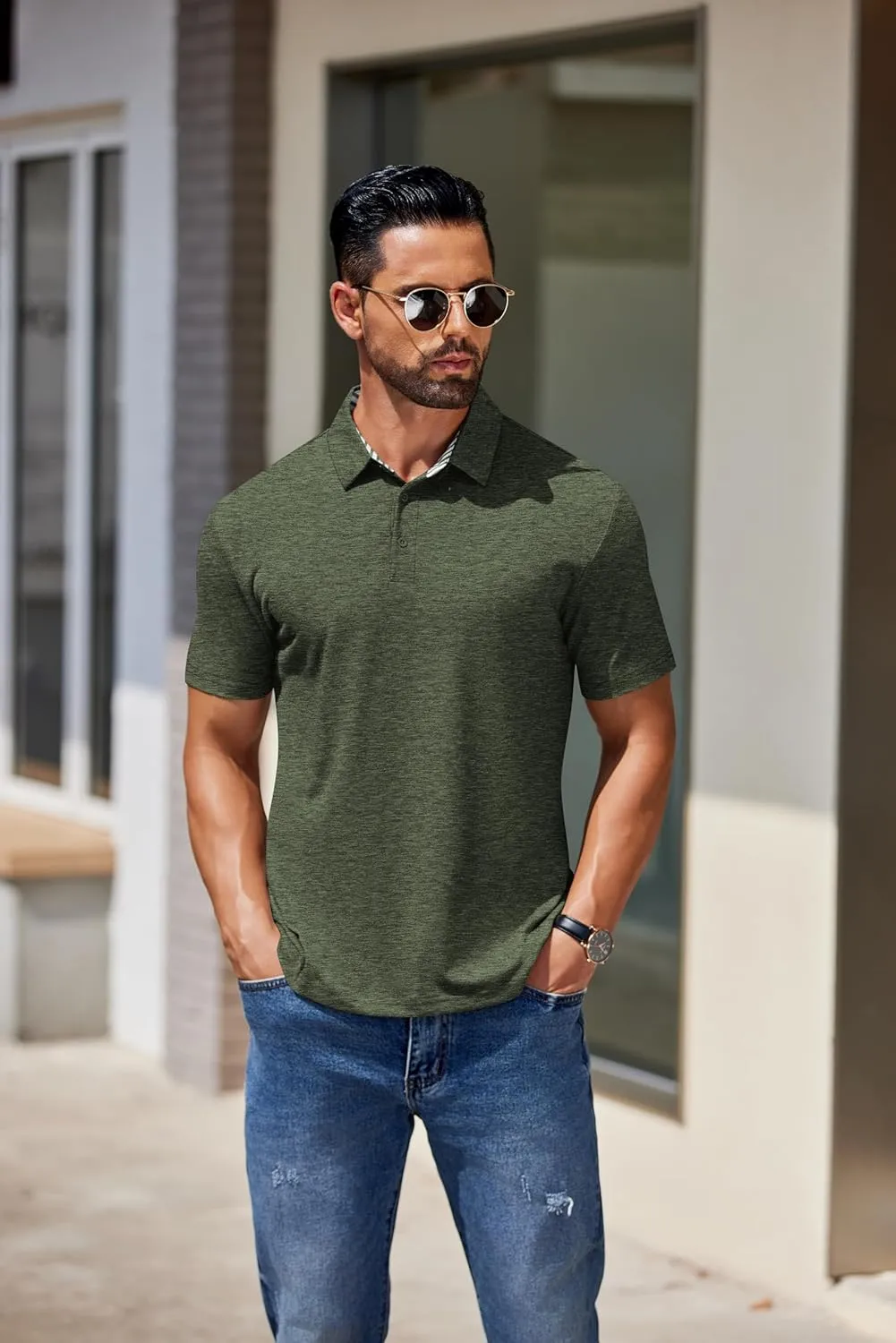 COOFANDY Men's Casual Polo Shirts Short Sleeve Classic Basic Tee Button Collar Shirt Summer Golf T-Shirt