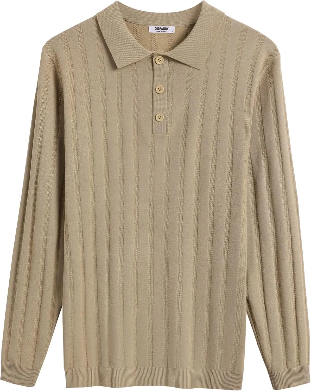 COOFANDY Men's Knit Polo Shirt Casual Long Sleeve Polo Sweater Dress Collar Polo Classic Golf Shirts