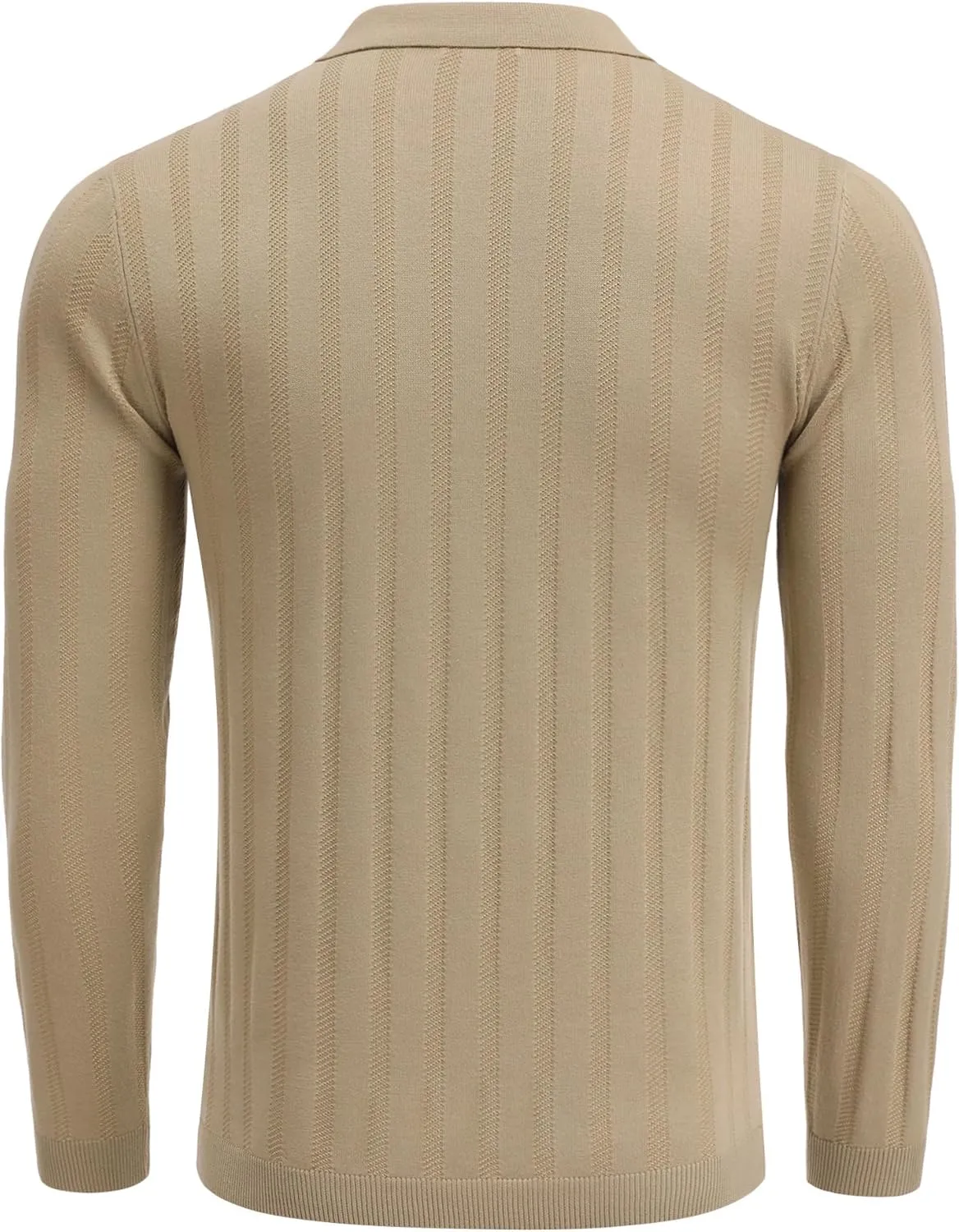 COOFANDY Men's Knit Polo Shirt Casual Long Sleeve Polo Sweater Dress Collar Polo Classic Golf Shirts