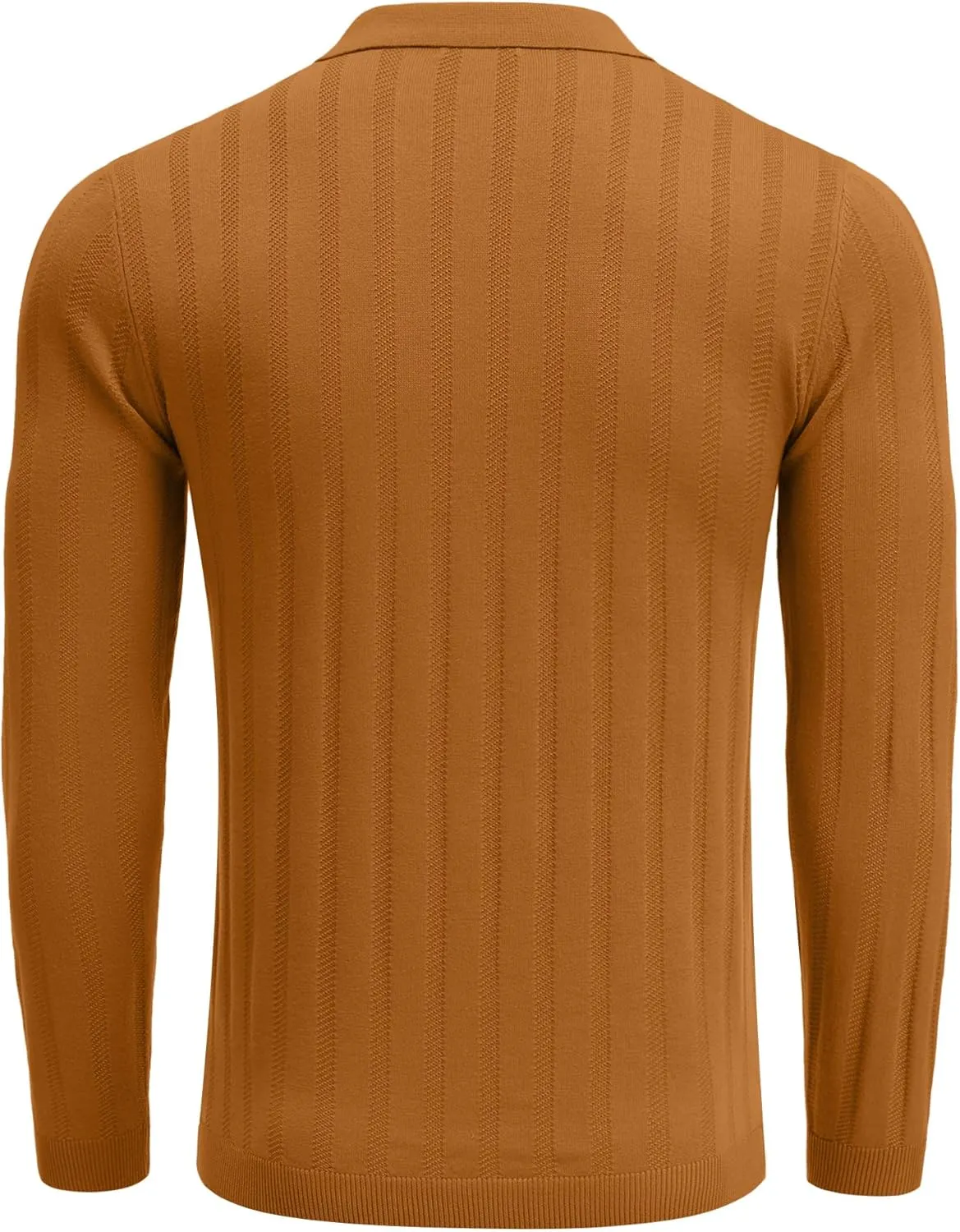 COOFANDY Men's Knit Polo Shirt Casual Long Sleeve Polo Sweater Dress Collar Polo Classic Golf Shirts