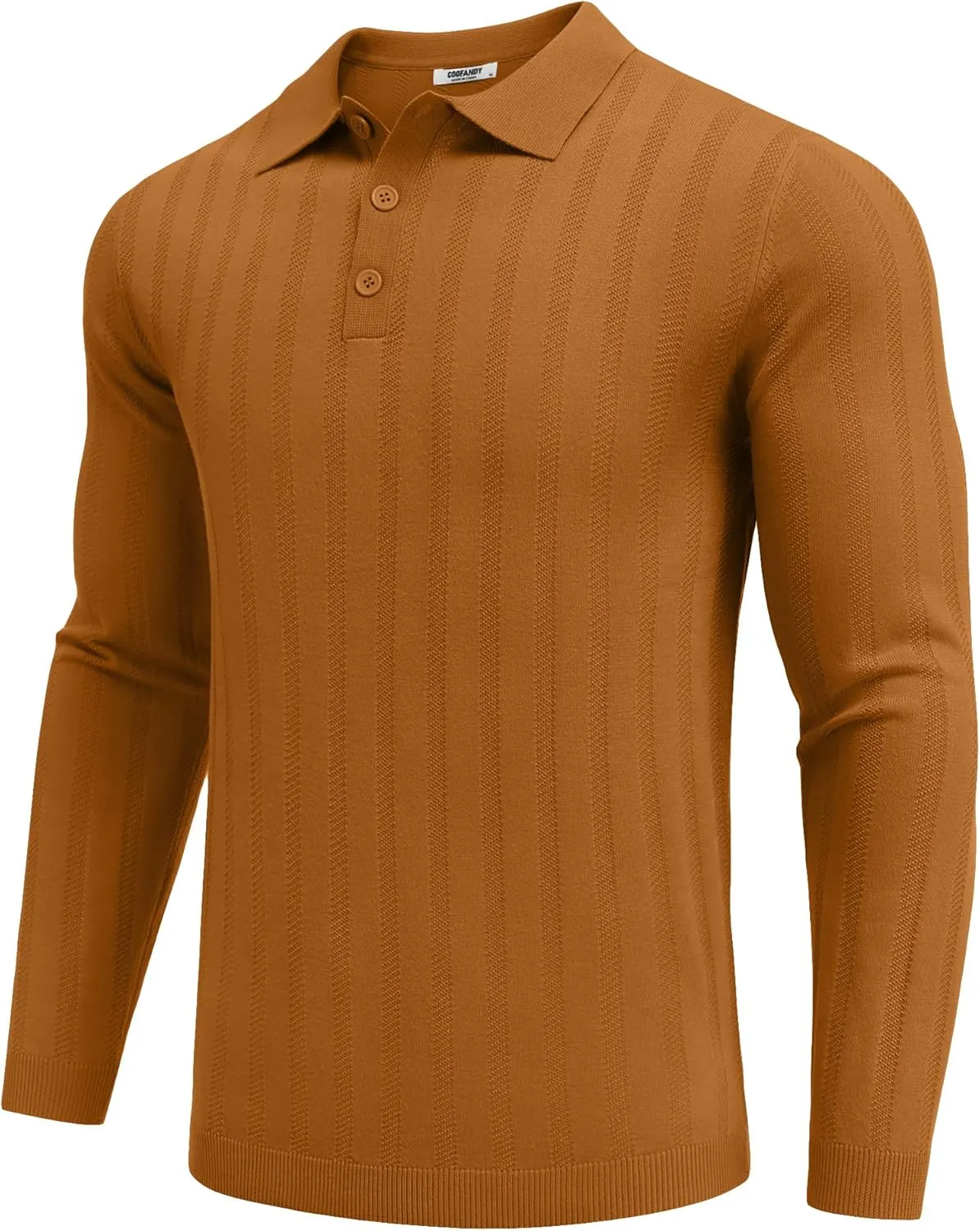 COOFANDY Men's Knit Polo Shirt Casual Long Sleeve Polo Sweater Dress Collar Polo Classic Golf Shirts