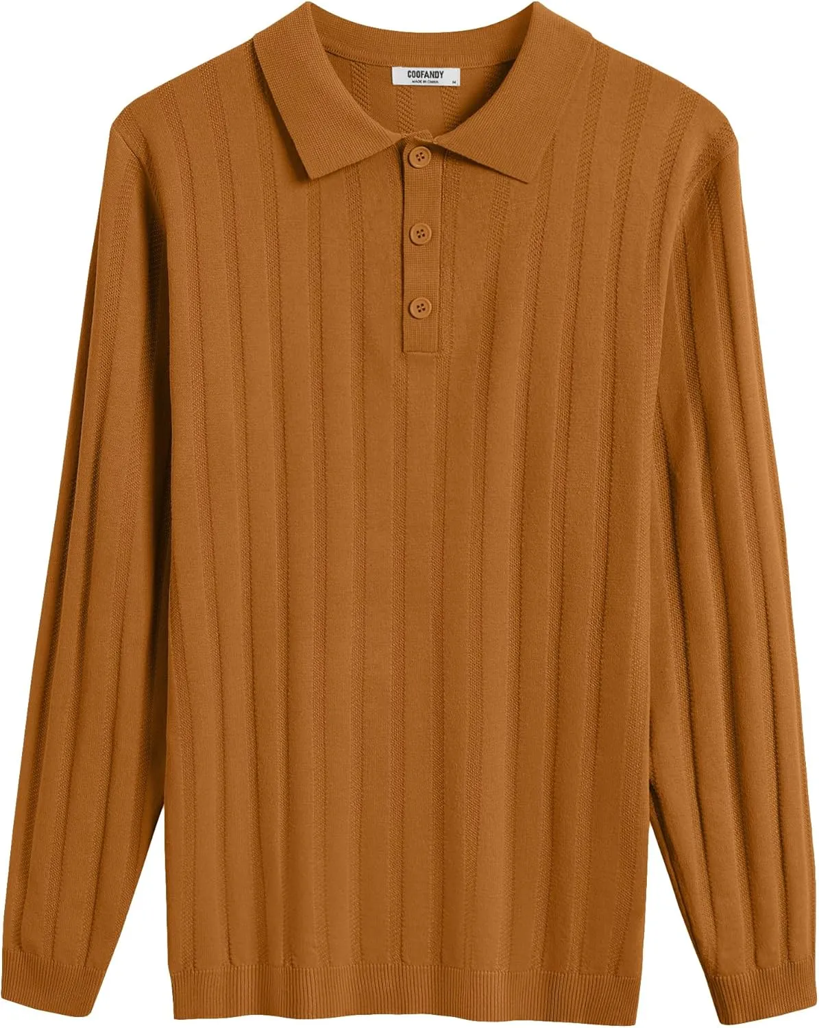 COOFANDY Men's Knit Polo Shirt Casual Long Sleeve Polo Sweater Dress Collar Polo Classic Golf Shirts