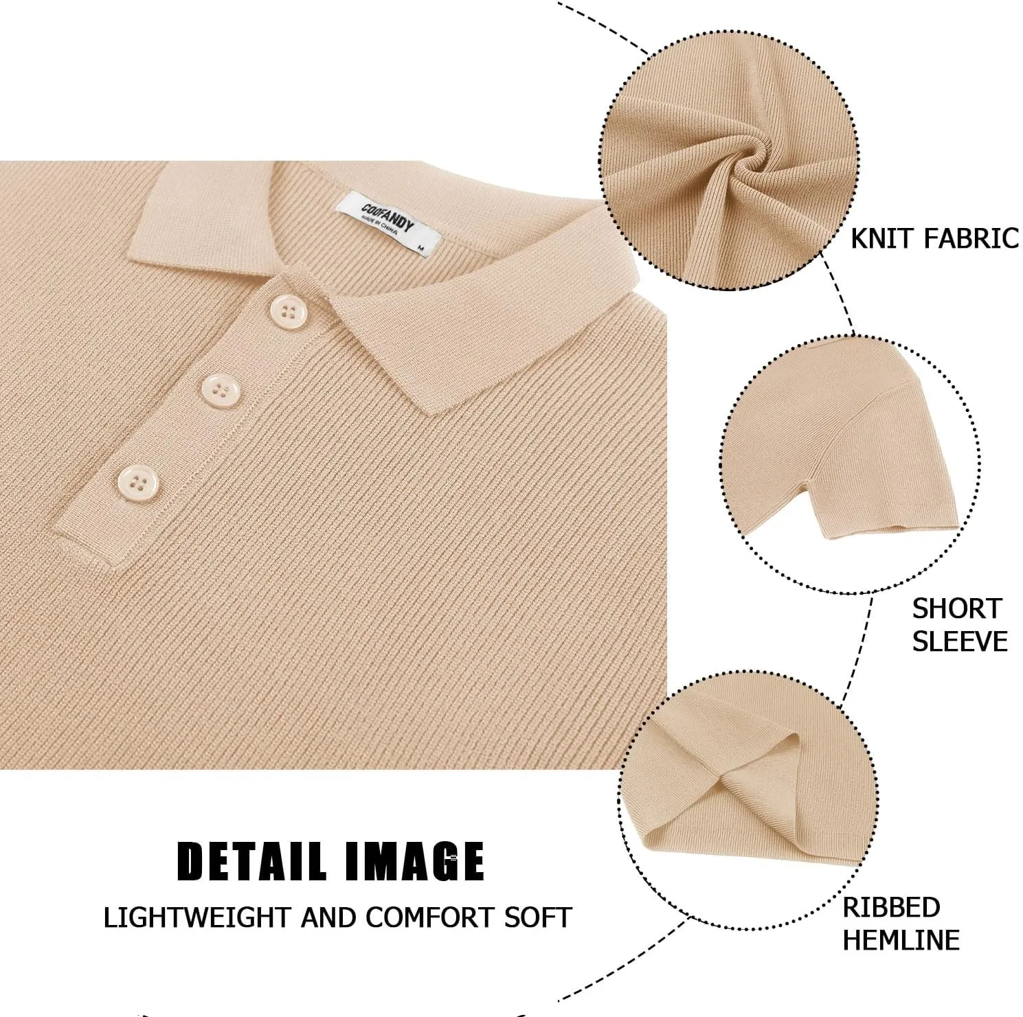 COOFANDY Mens Slim Fit Knit Polo Shirts Business Lightweight Polo Sweater Casual Summer Ribbed Textured Collared T Shirt