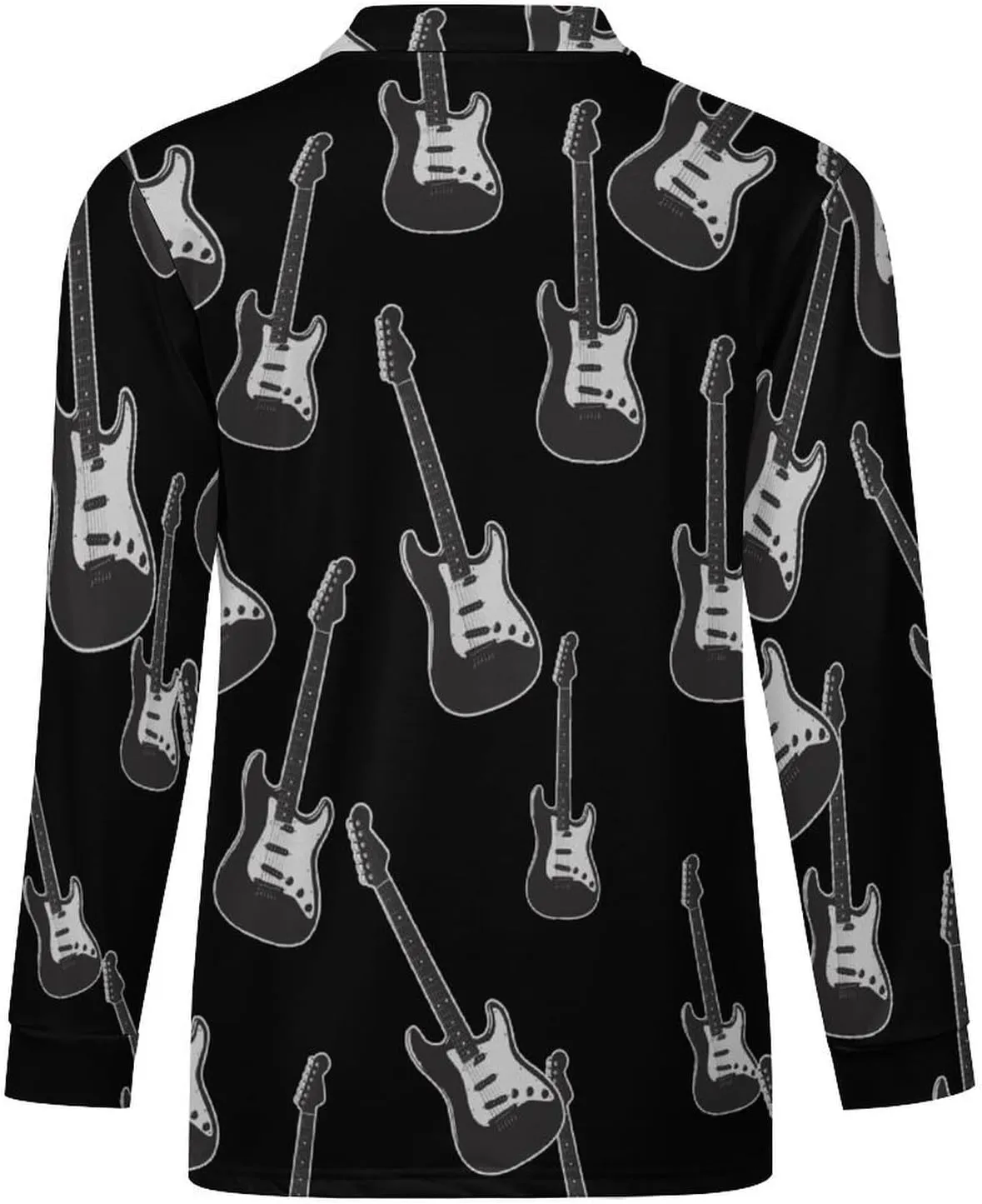 Cool Bass Guitar Men's Zipped Long Sleeve Casual Sweatshirt Quick Dry Sports Outdoor Golf Tennis Shirt