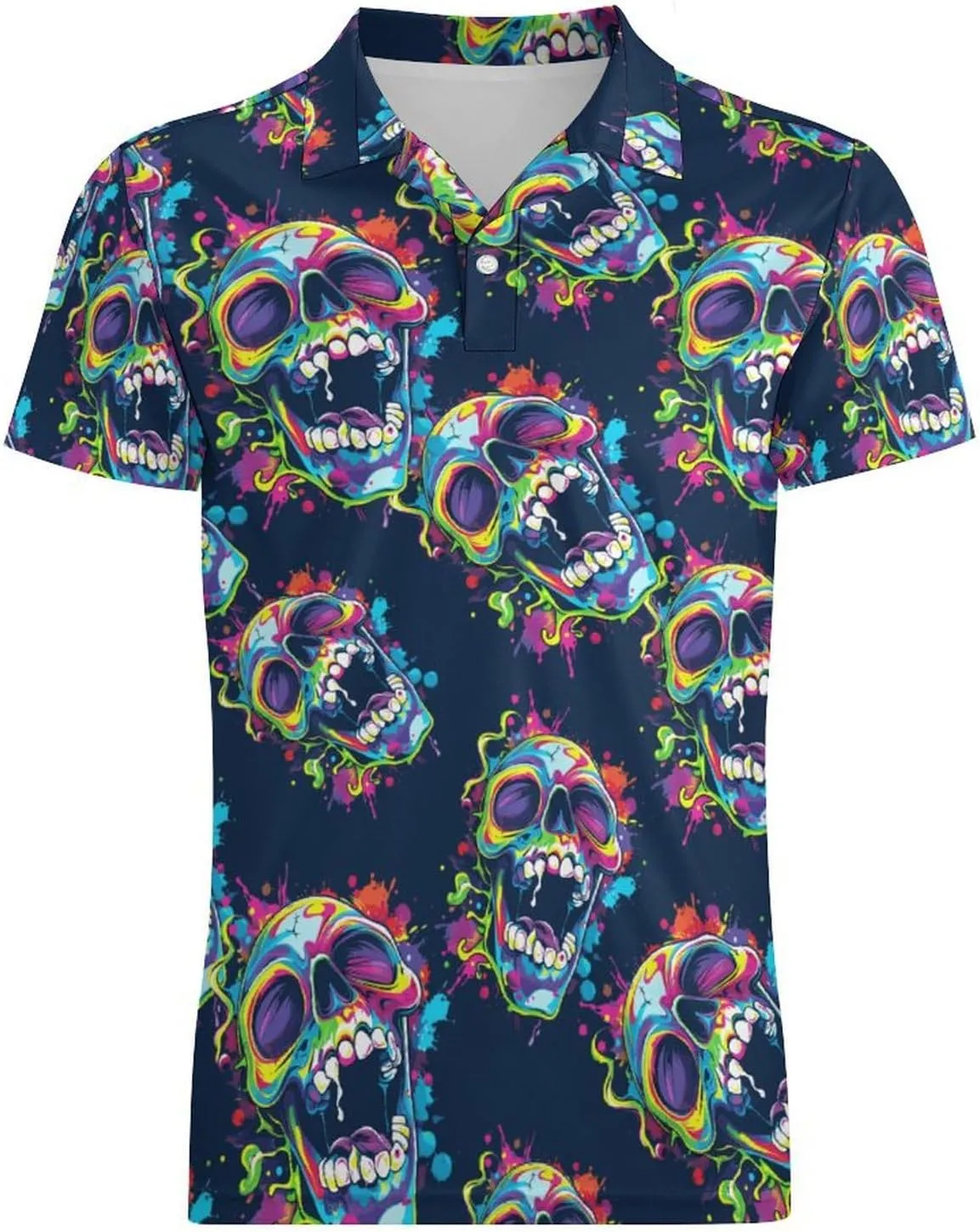 Crazy Skull Men's Polo Shirt Short Sleeve Casual Athletic Quick Dry Golf T-Shirts