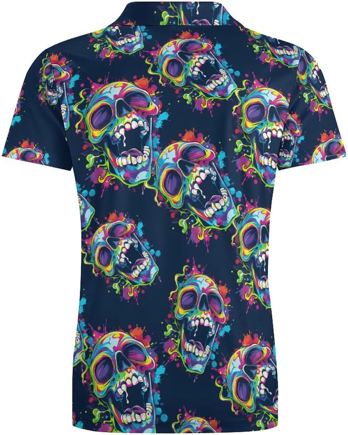 Crazy Skull Men's Polo Shirt Short Sleeve Casual Athletic Quick Dry Golf T-Shirts