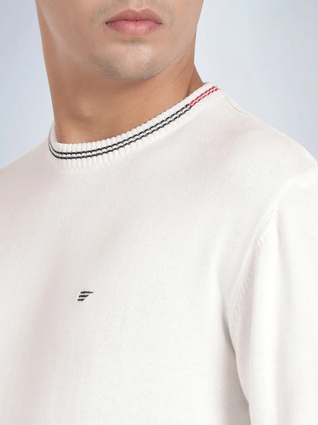Crew Neck Broken White Full Sleeve Pullover