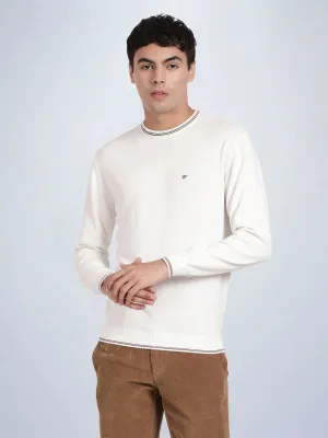 Crew Neck Broken White Full Sleeve Pullover