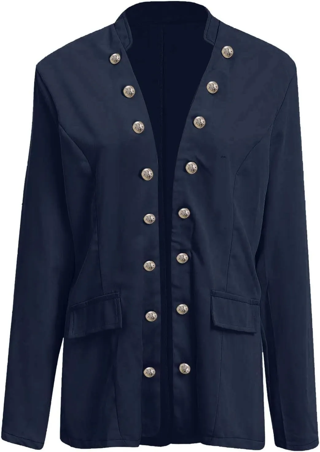 Crop Blazer for Women Mock Neck Button Jacket Open Front Cardigan Blouse Tops Business Casual Suit Coats