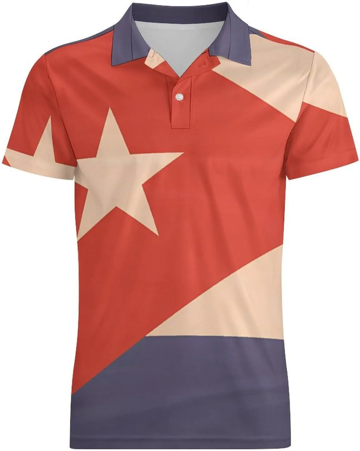 Cuba Flag with Wooden Texture Men's Polo-Shirt Regular-Fit Short Sleeve Sports Quick Dry Golf Tennis T-Shirt