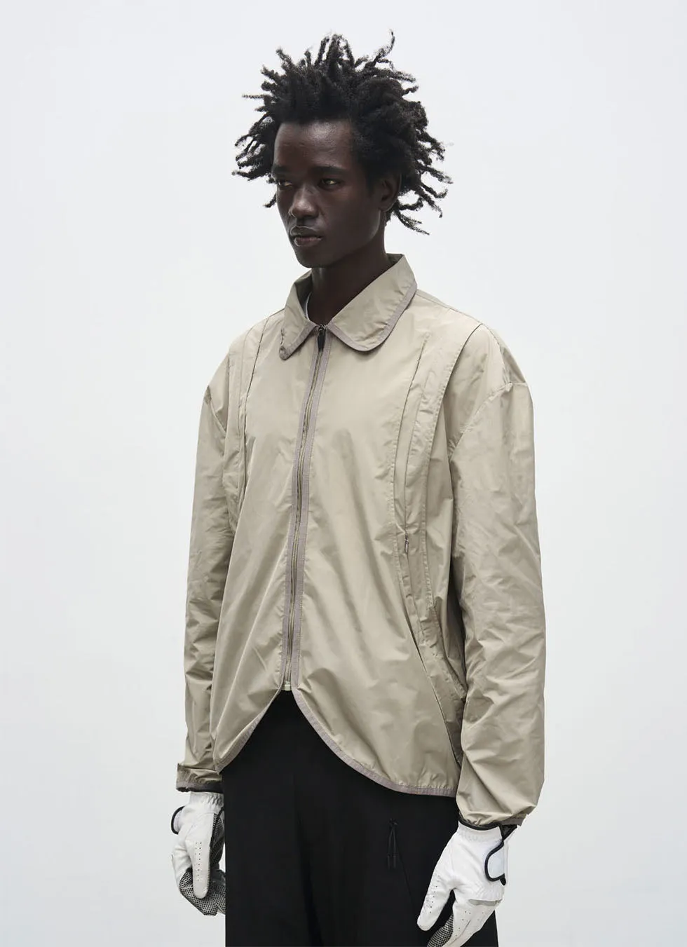 Curved Layered Curved Hem Lightweight Jacket