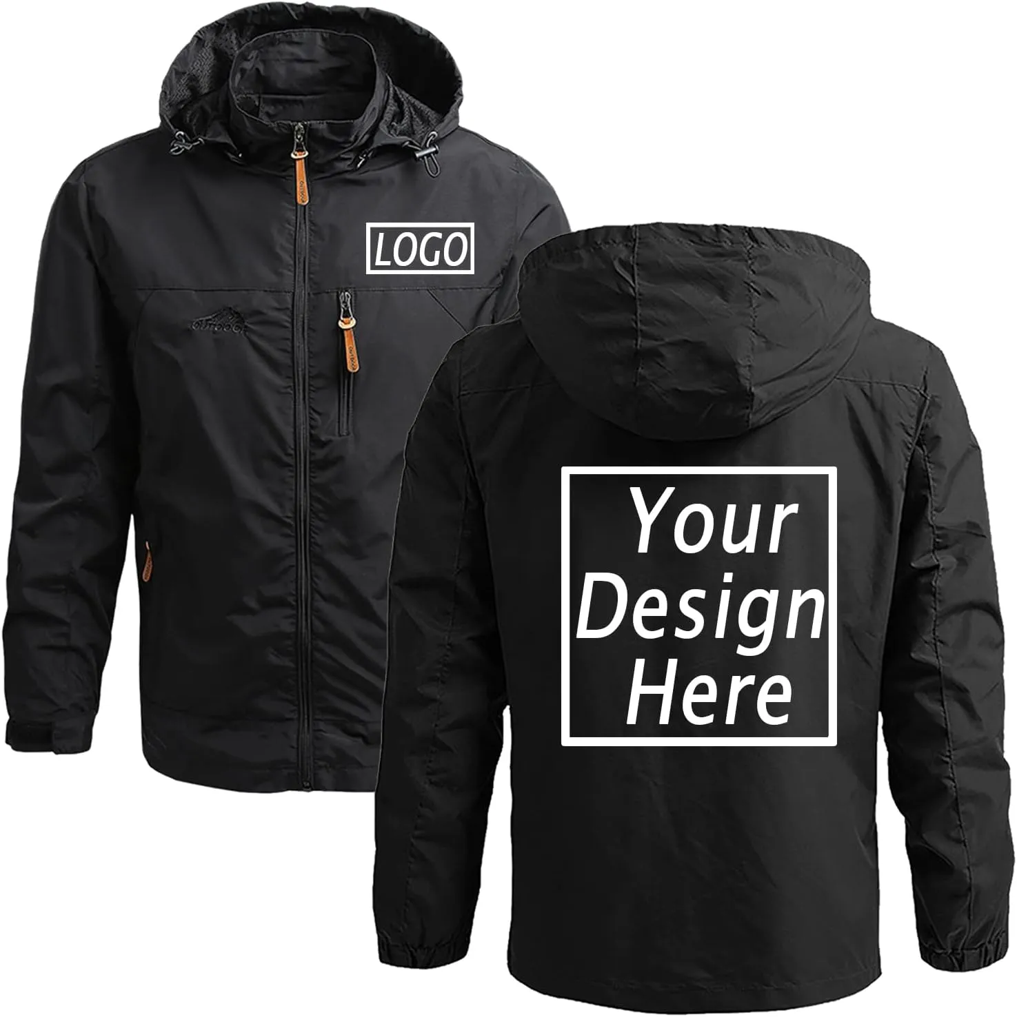 Custom Men's Jacket Add Your Own Logo Design Personalized Lightweight Waterproof Windbreaker Rain Coat