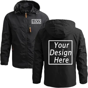 Custom Men's Jacket Add Your Own Logo Design Personalized Lightweight Waterproof Windbreaker Rain Coat