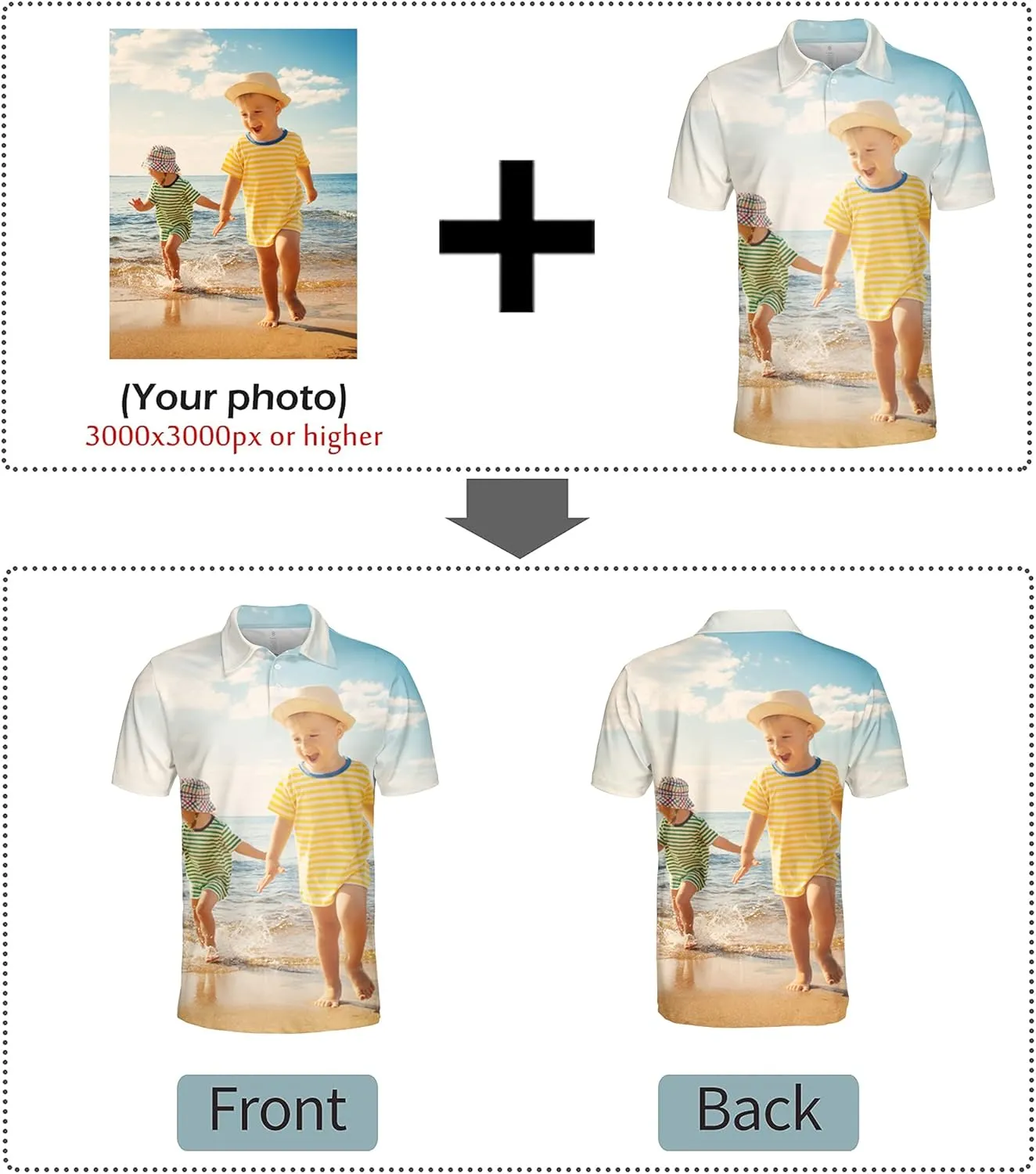 Custom Polo Shirt for Men, Design Your Own Custom Polo Shirts Personalized Text and Photo All Over Print Tee Gifts
