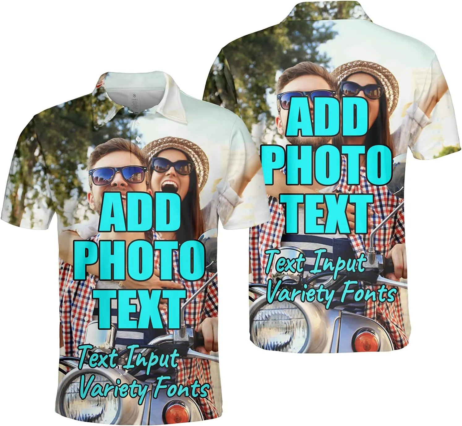 Custom Polo Shirt for Men, Design Your Own Custom Polo Shirts Personalized Text and Photo All Over Print Tee Gifts