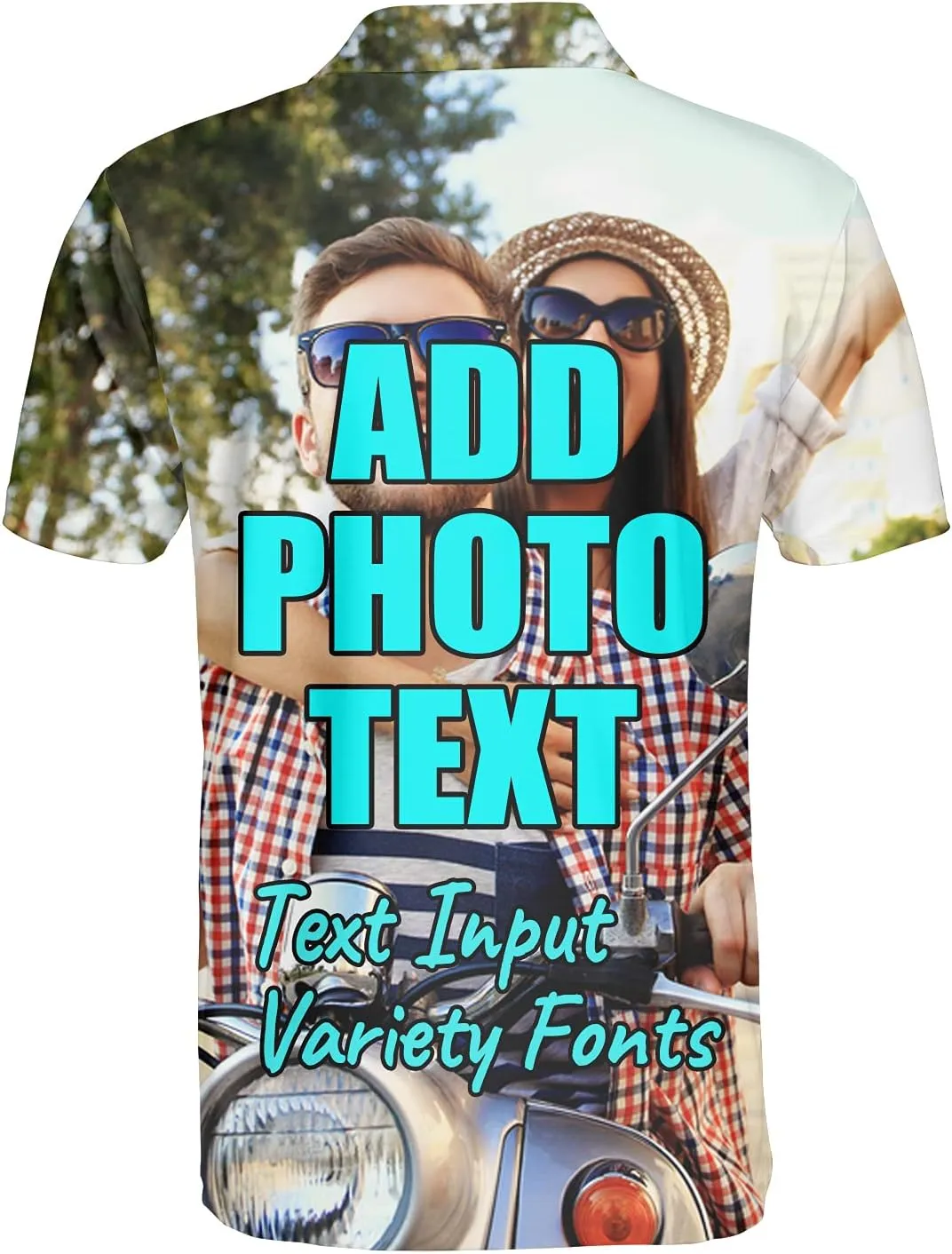 Custom Polo Shirt for Men, Design Your Own Custom Polo Shirts Personalized Text and Photo All Over Print Tee Gifts