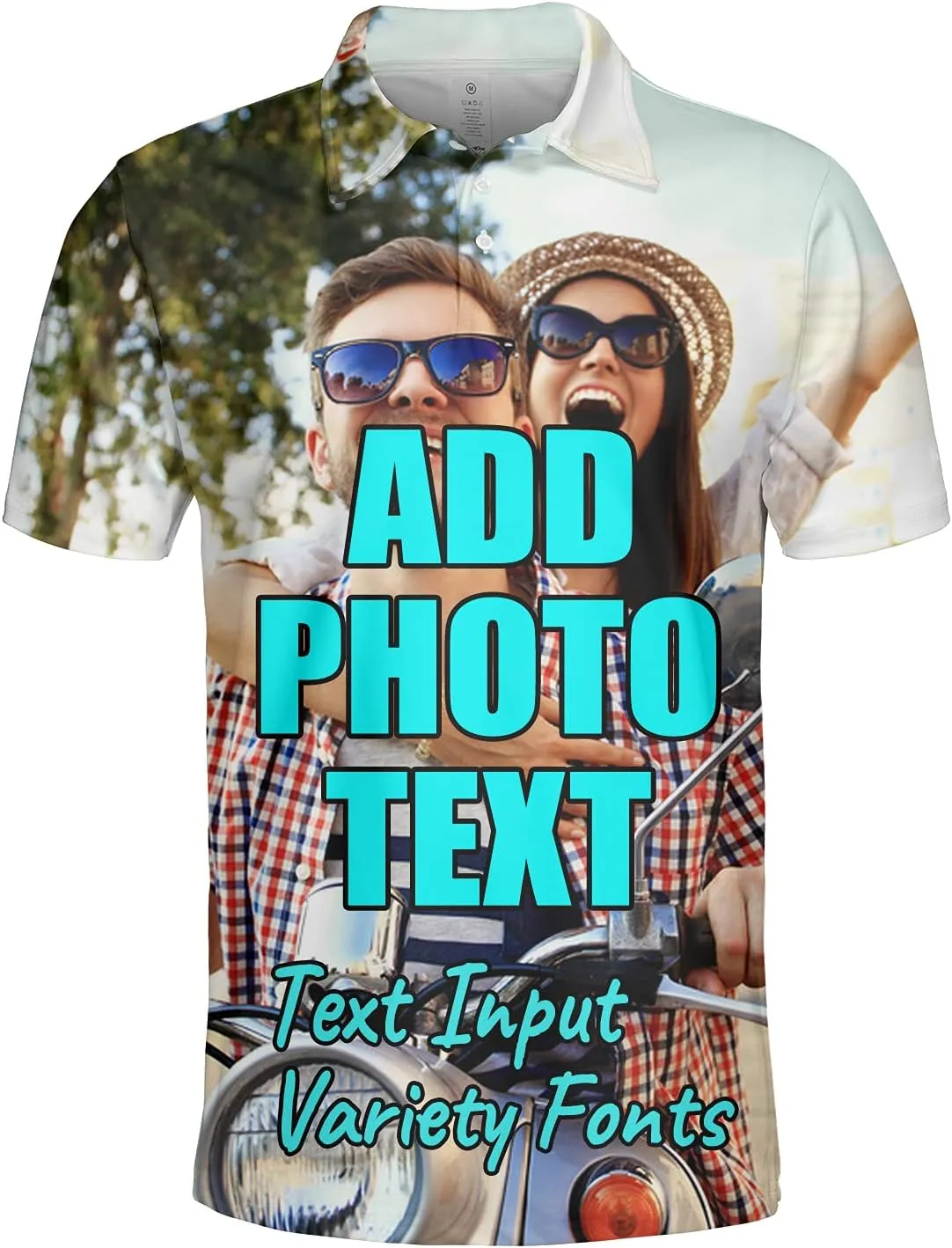 Custom Polo Shirt for Men, Design Your Own Custom Polo Shirts Personalized Text and Photo All Over Print Tee Gifts