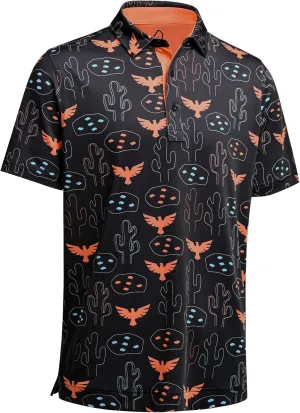 DEOLAX Mens Golf Shirt Moisture Wicking Dry Fit Performance Mens Polo Shirt Regular Fit Fashion Print Short Sleeve Polo
