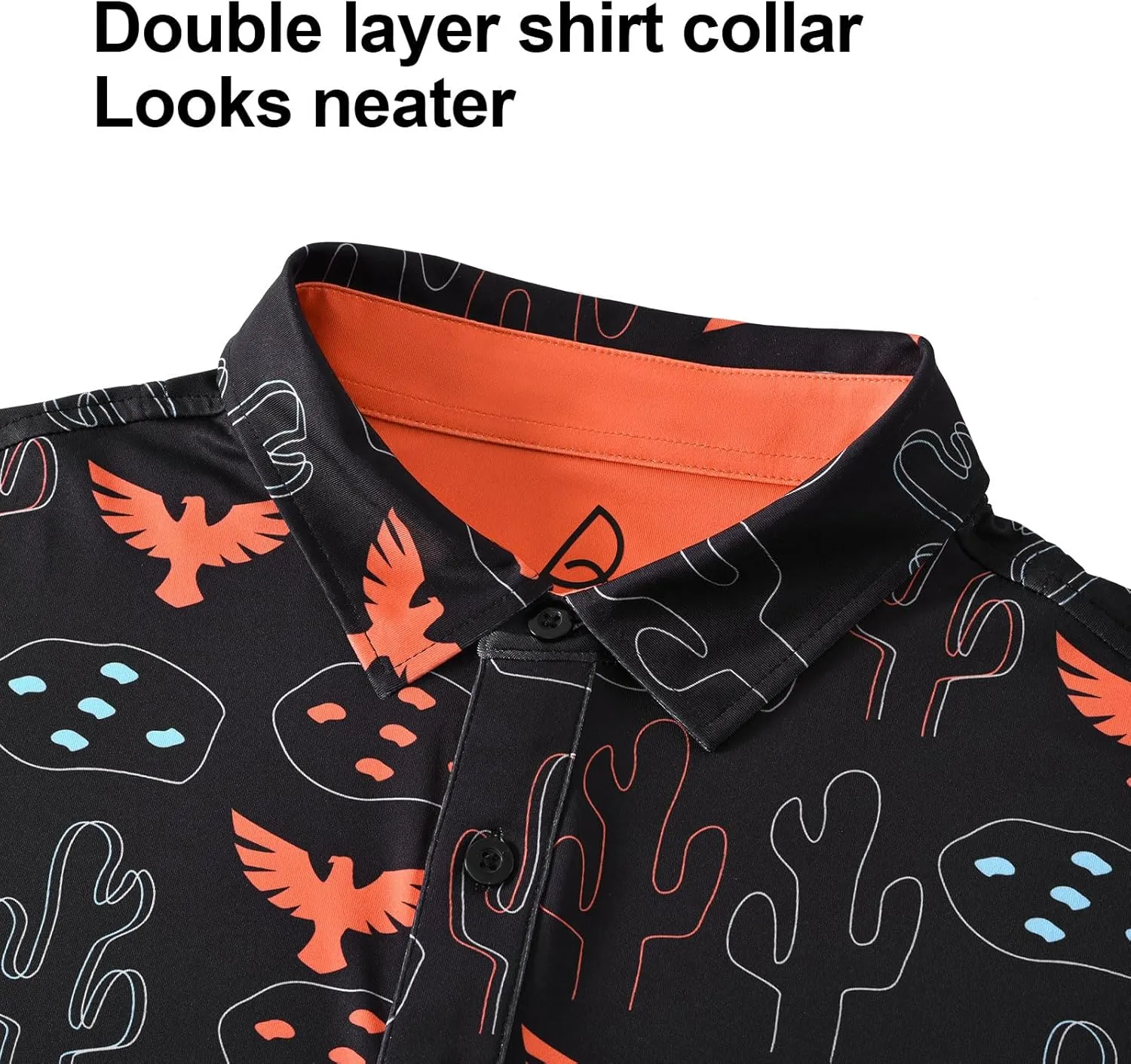 DEOLAX Mens Golf Shirt Moisture Wicking Dry Fit Performance Mens Polo Shirt Regular Fit Fashion Print Short Sleeve Polo