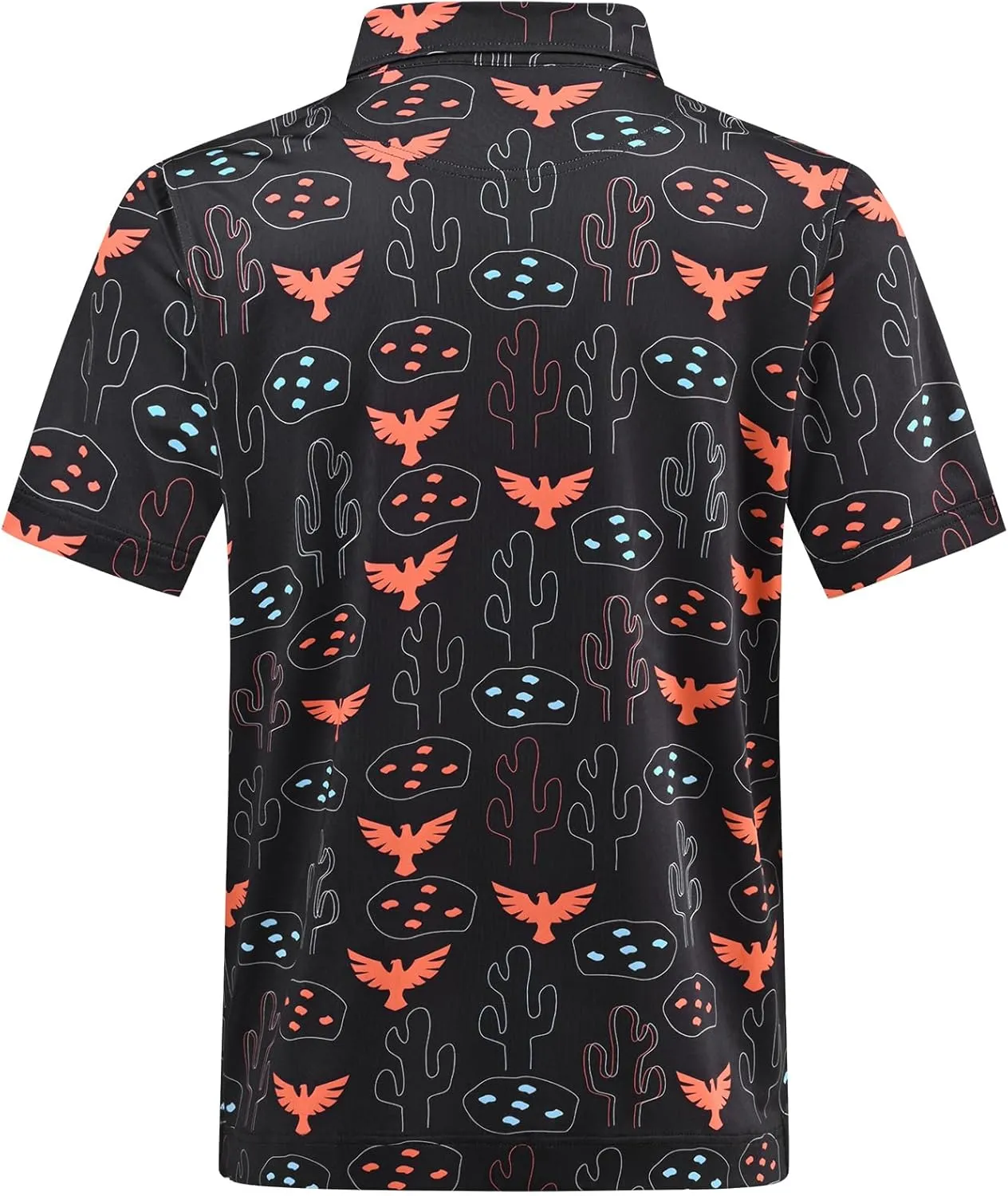 DEOLAX Mens Golf Shirt Moisture Wicking Dry Fit Performance Mens Polo Shirt Regular Fit Fashion Print Short Sleeve Polo