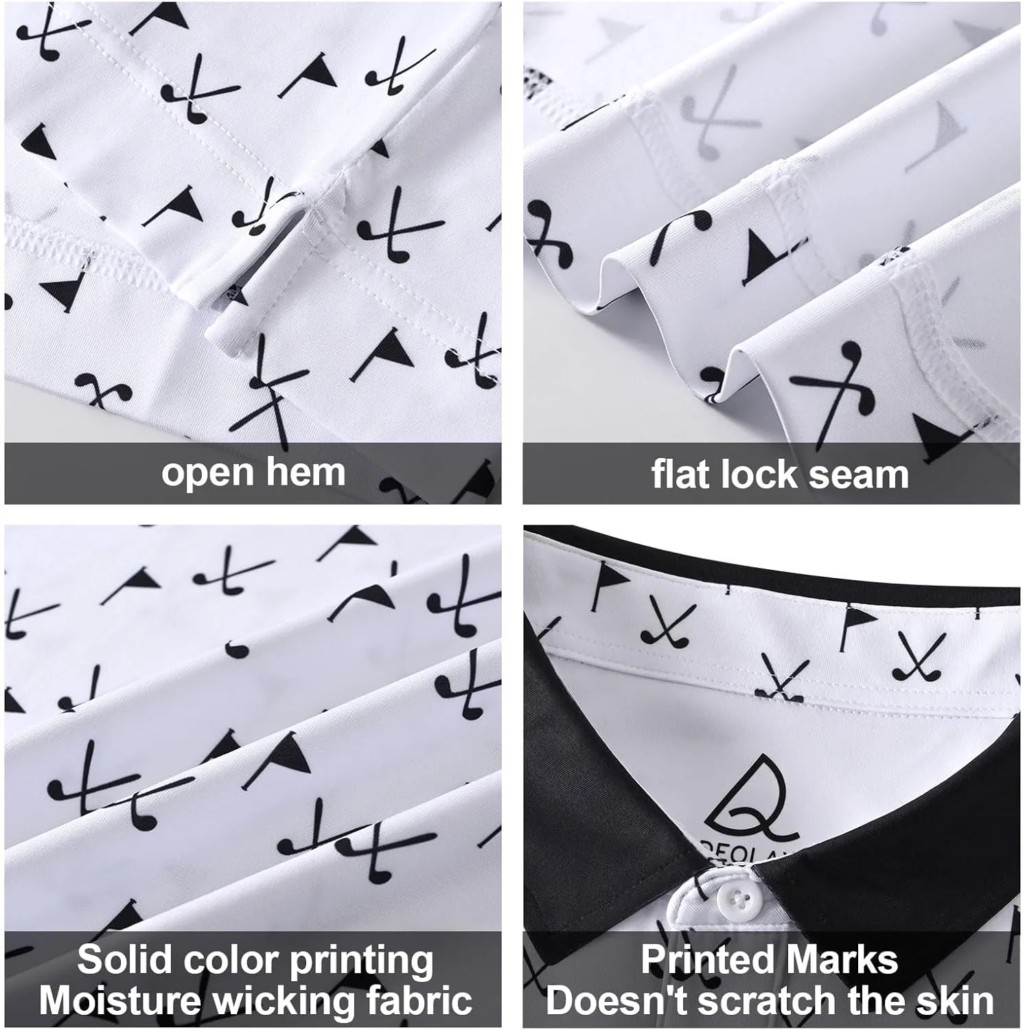 DEOLAX Mens Polo Shirts Moisture Wicking Dry Fit Performance Mens Golf Shirt Regular Fit Fashion Print Short Sleeve Polo