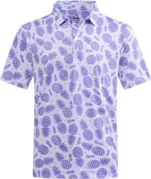 DEOLAX Mens Polo Shirts Moisture Wicking Dry Fit Performance Mens Golf Shirt Regular Fit Fashion Print Short Sleeve Polo