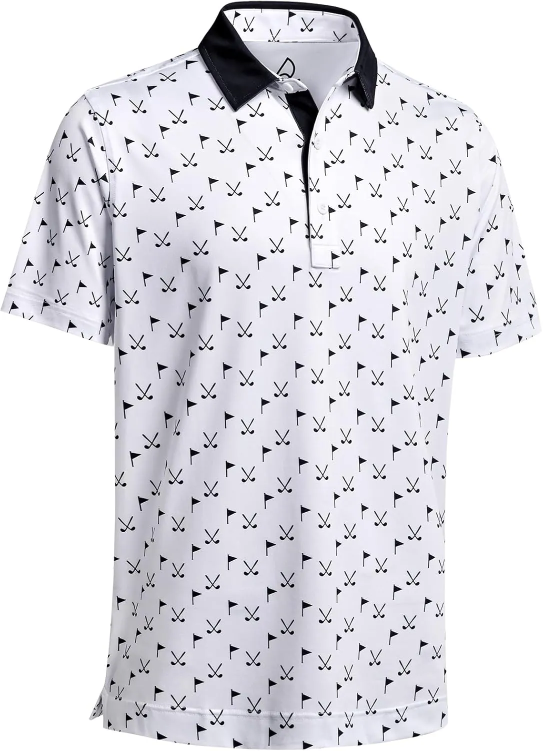 DEOLAX Mens Polo Shirts Moisture Wicking Dry Fit Performance Mens Golf Shirt Regular Fit Fashion Print Short Sleeve Polo