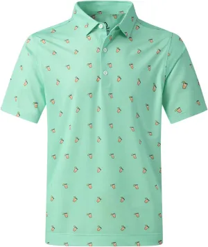 DEOLAX Mens Polo Shirts Moisture Wicking Dry Fit Performance Mens Golf Shirt Regular Fit Fashion Print Short Sleeve Polo