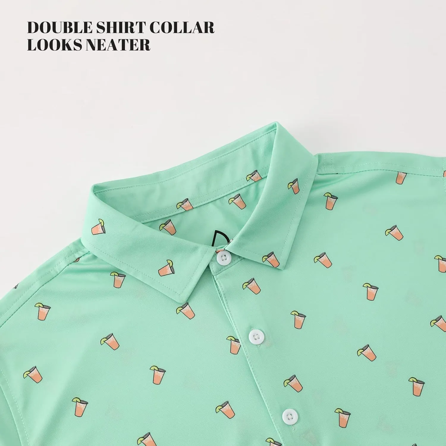 DEOLAX Mens Polo Shirts Moisture Wicking Dry Fit Performance Mens Golf Shirt Regular Fit Fashion Print Short Sleeve Polo