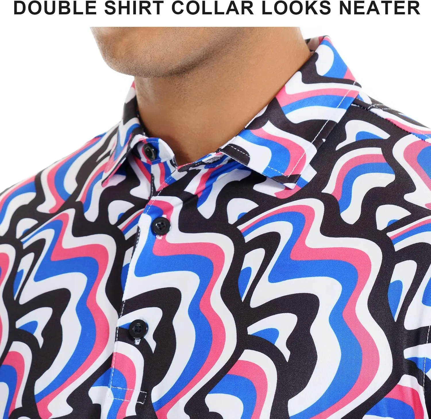 DEOLAX Mens Polo Shirts Moisture Wicking Dry Fit Performance Mens Golf Shirt Regular Fit Fashion Print Short Sleeve Polo