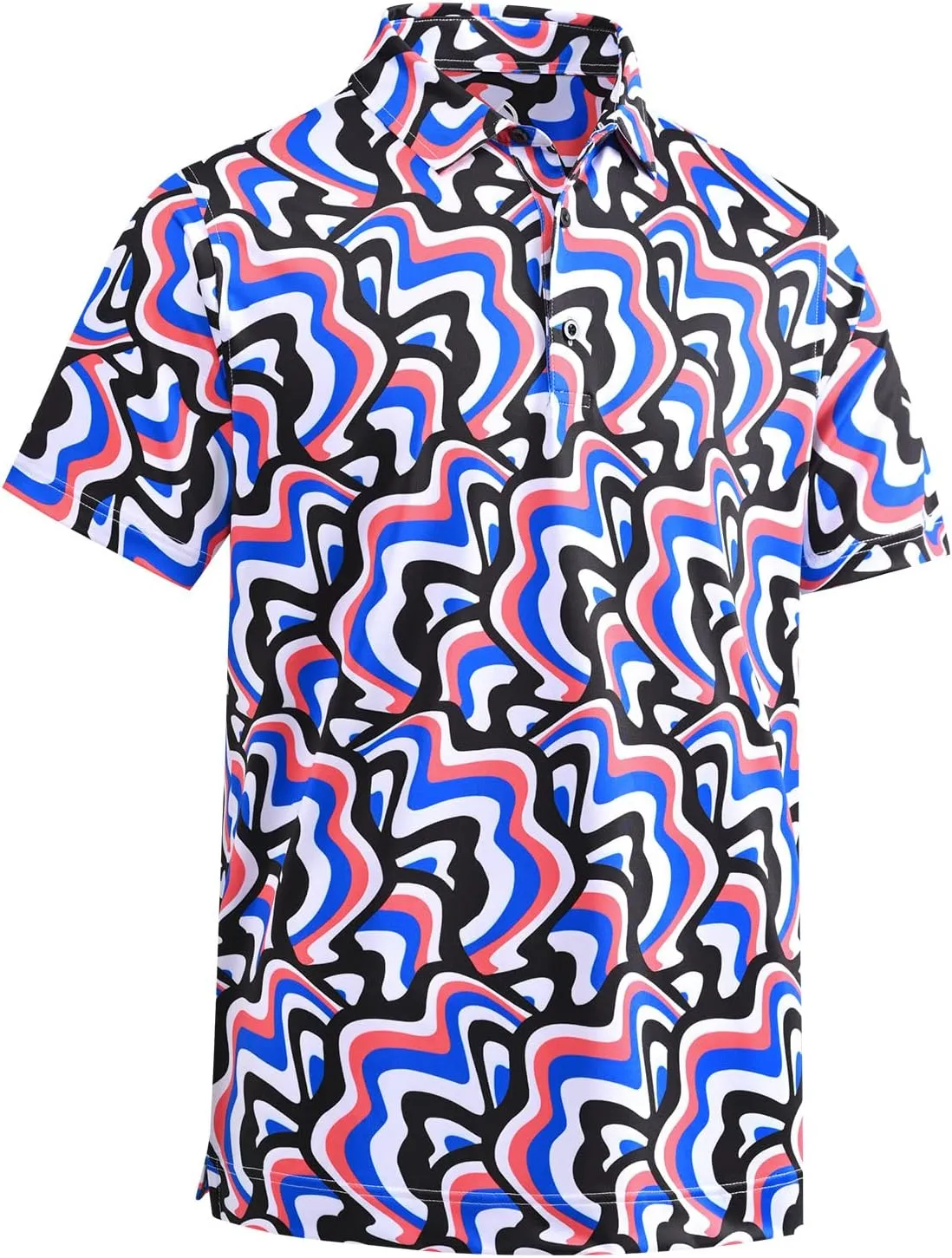 DEOLAX Mens Polo Shirts Moisture Wicking Dry Fit Performance Mens Golf Shirt Regular Fit Fashion Print Short Sleeve Polo