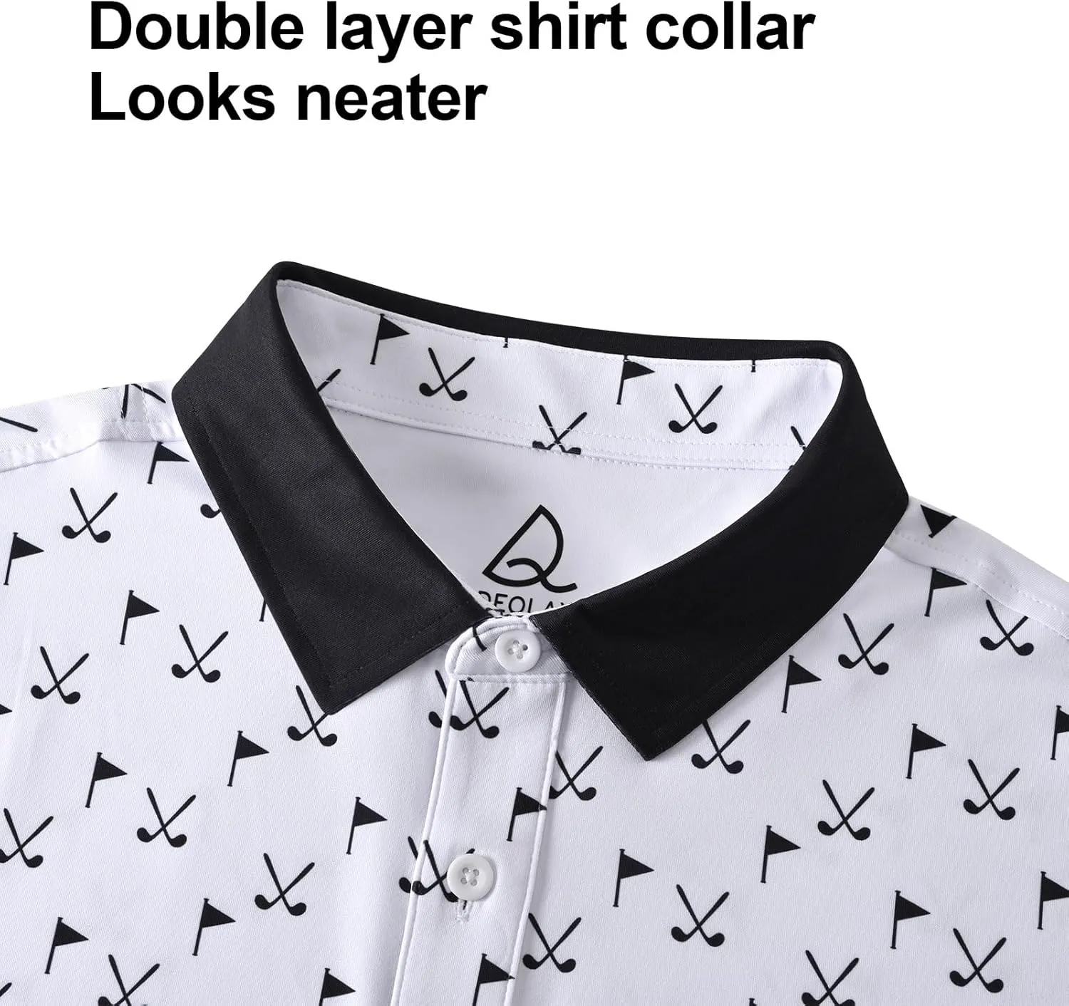 DEOLAX Mens Polo Shirts Moisture Wicking Dry Fit Performance Mens Golf Shirt Regular Fit Fashion Print Short Sleeve Polo