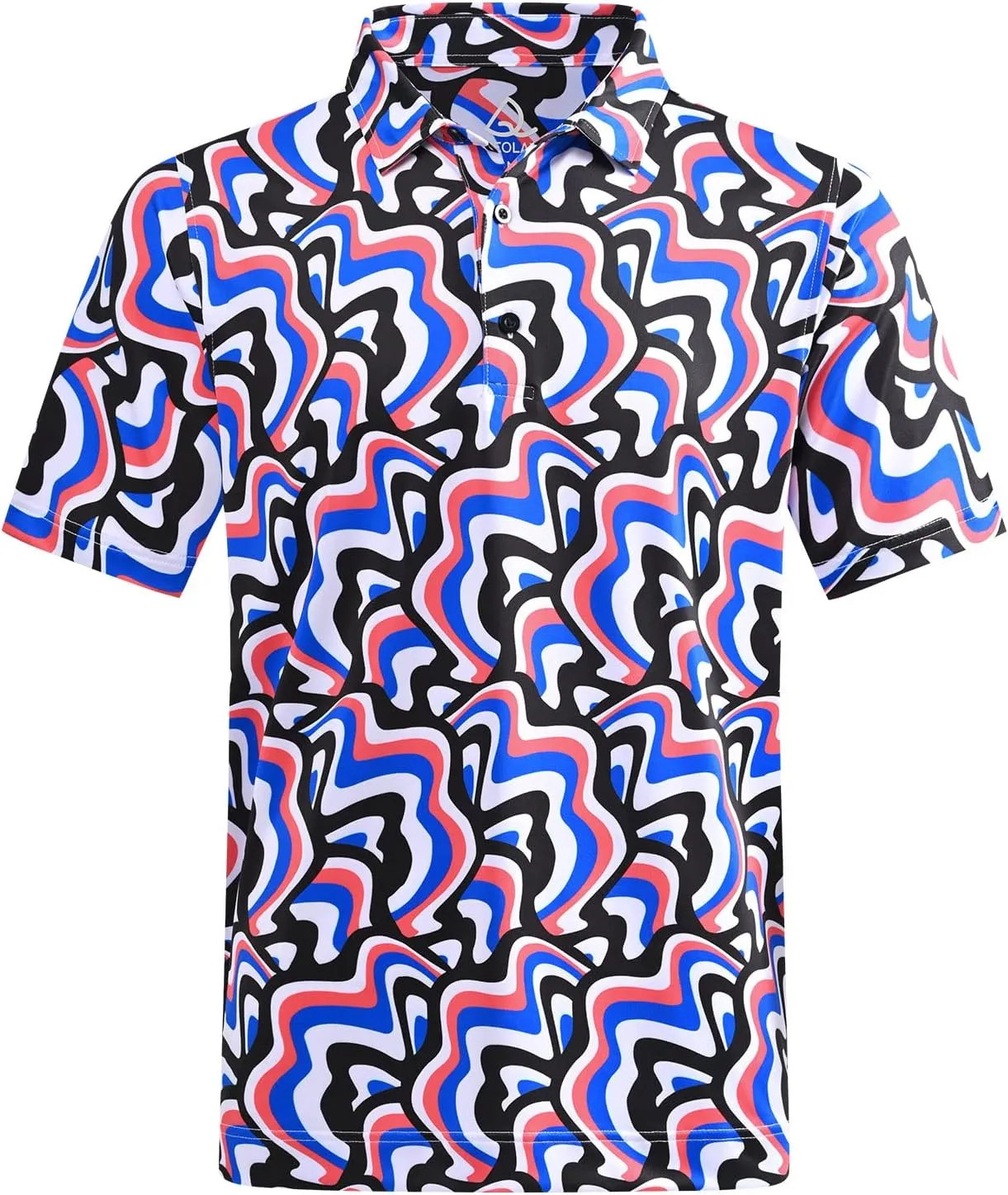 DEOLAX Mens Polo Shirts Moisture Wicking Dry Fit Performance Mens Golf Shirt Regular Fit Fashion Print Short Sleeve Polo