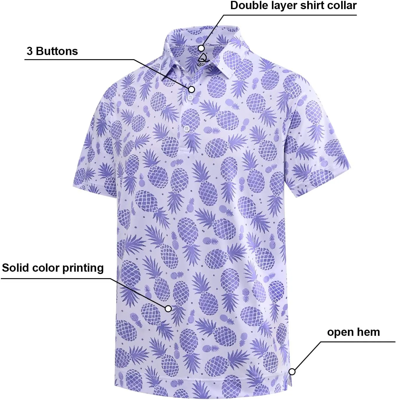 DEOLAX Mens Polo Shirts Moisture Wicking Dry Fit Performance Mens Golf Shirt Regular Fit Fashion Print Short Sleeve Polo